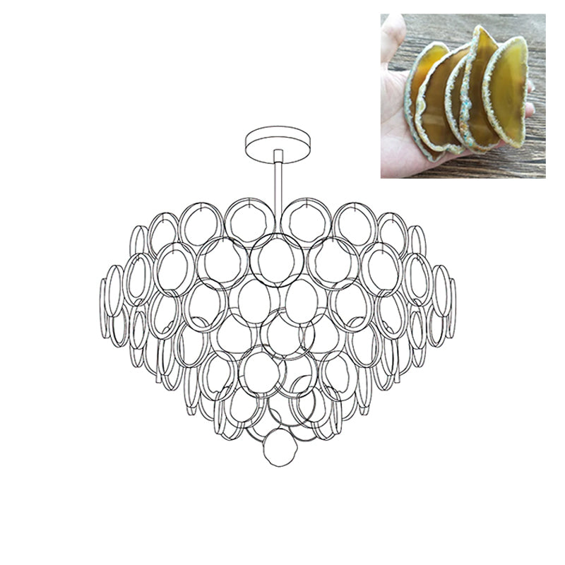 Natural Carnelian Gemstone Chandelier - Handcrafted Bohemian Crystal Beaded Ceiling Light Fixture for Living Room, Dining Room & Bedroom Decor