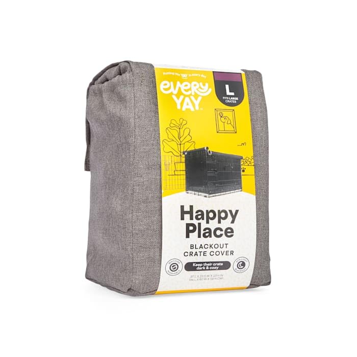 EveryYay Happy Place Grey Blackout Dog Crate Cover 37