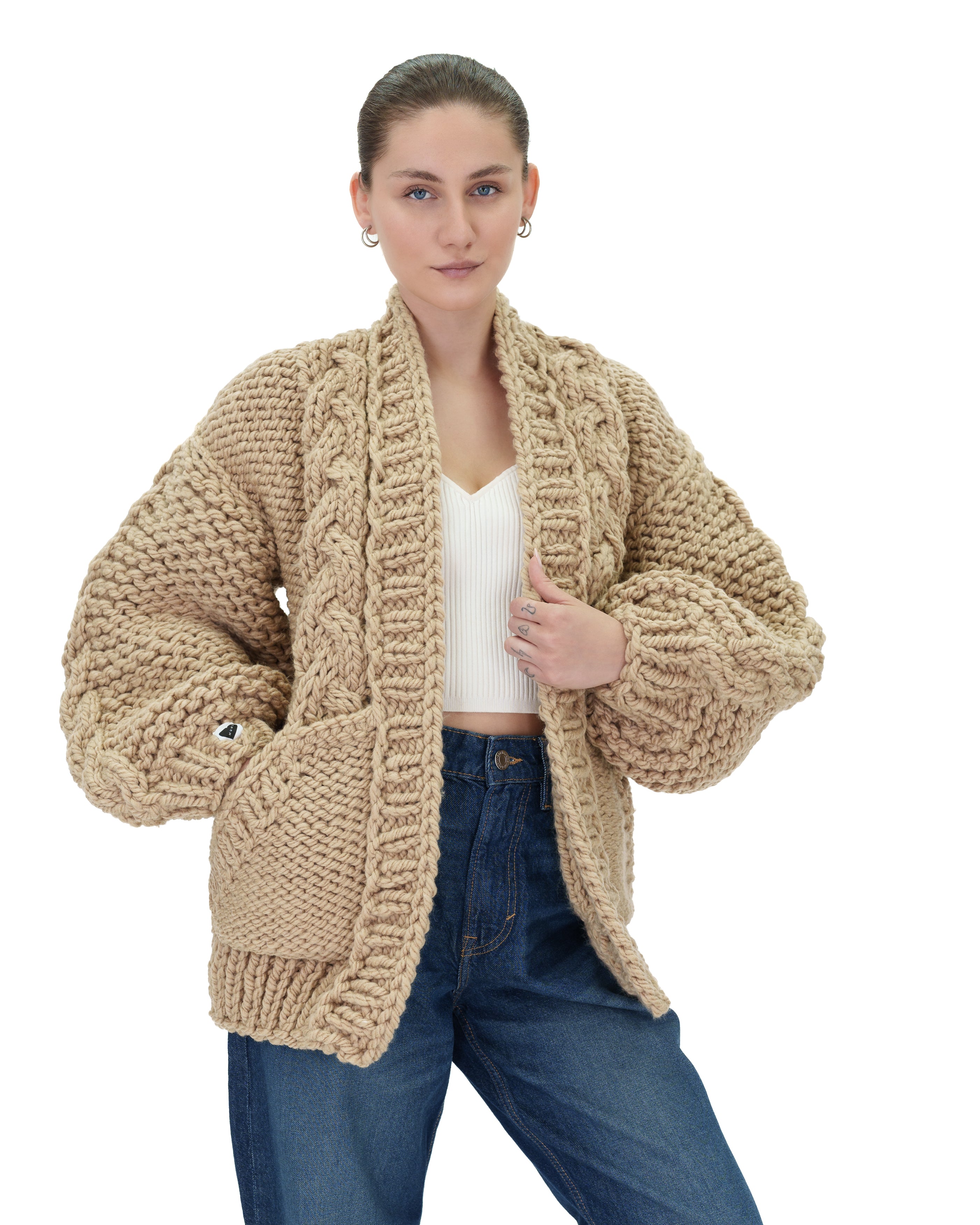 Stylish Braided Pocket Cardigan for Women - Soft Knit Open Front Sweater | Perfect for Fall, Winter & Layering Outfits