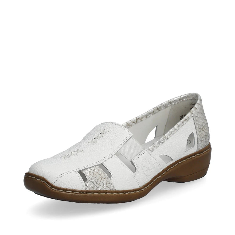 Rieker 41385 White Women's Comfort Shoes - Stylish & Lightweight for Work, Walking & Everyday Wear