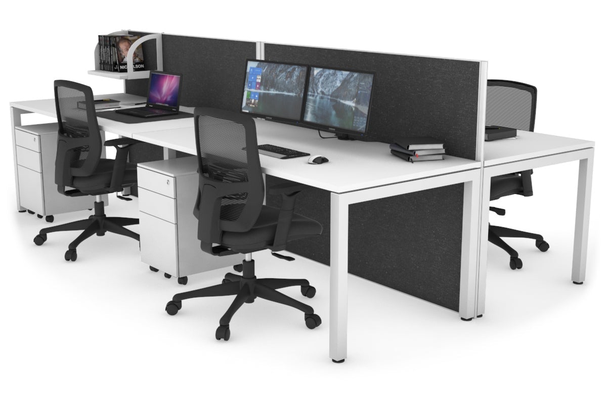 Horizon Quadro 4-Person Office Workstation Bench with Square Legs - 1200L x 800W Dimensions, Cable Management Scallop - Perfect for Collaborative Workspaces, Conference Rooms & Open Office Layouts