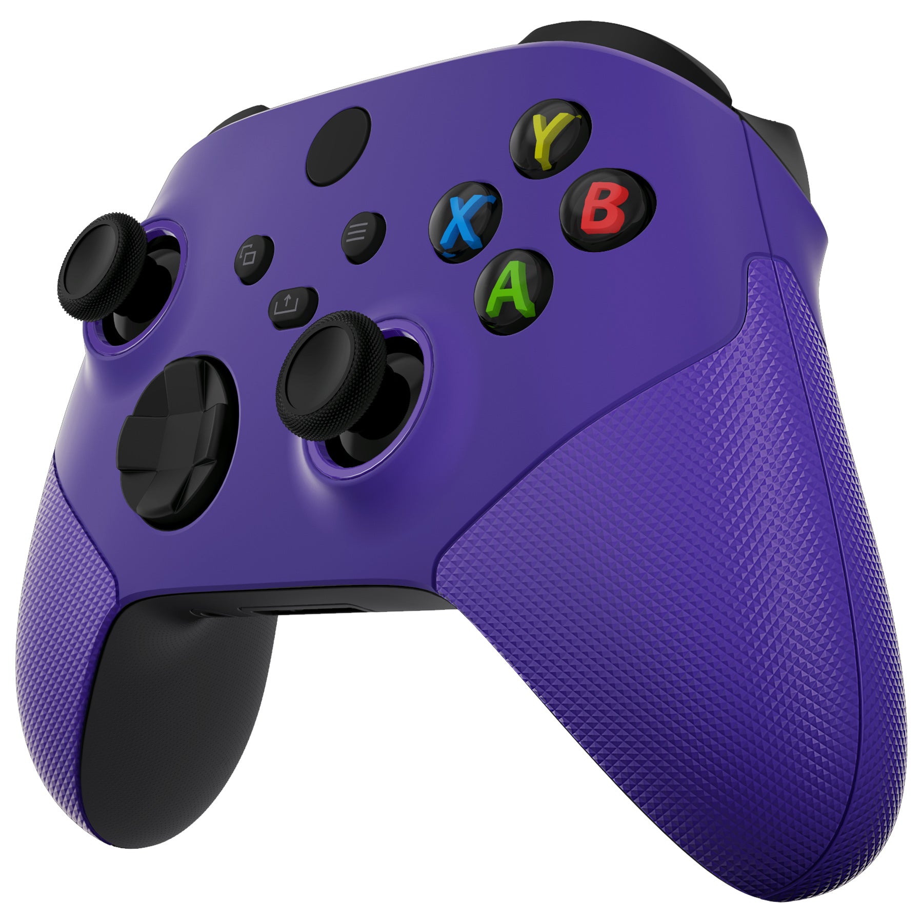 ExtremeRate ASR Version Rubberized Side Rails & Front Housing Shell with Accent Rings for Xbox Series X/S Controller - Purple | Enhanced Grip & Customization for Gaming Comfort