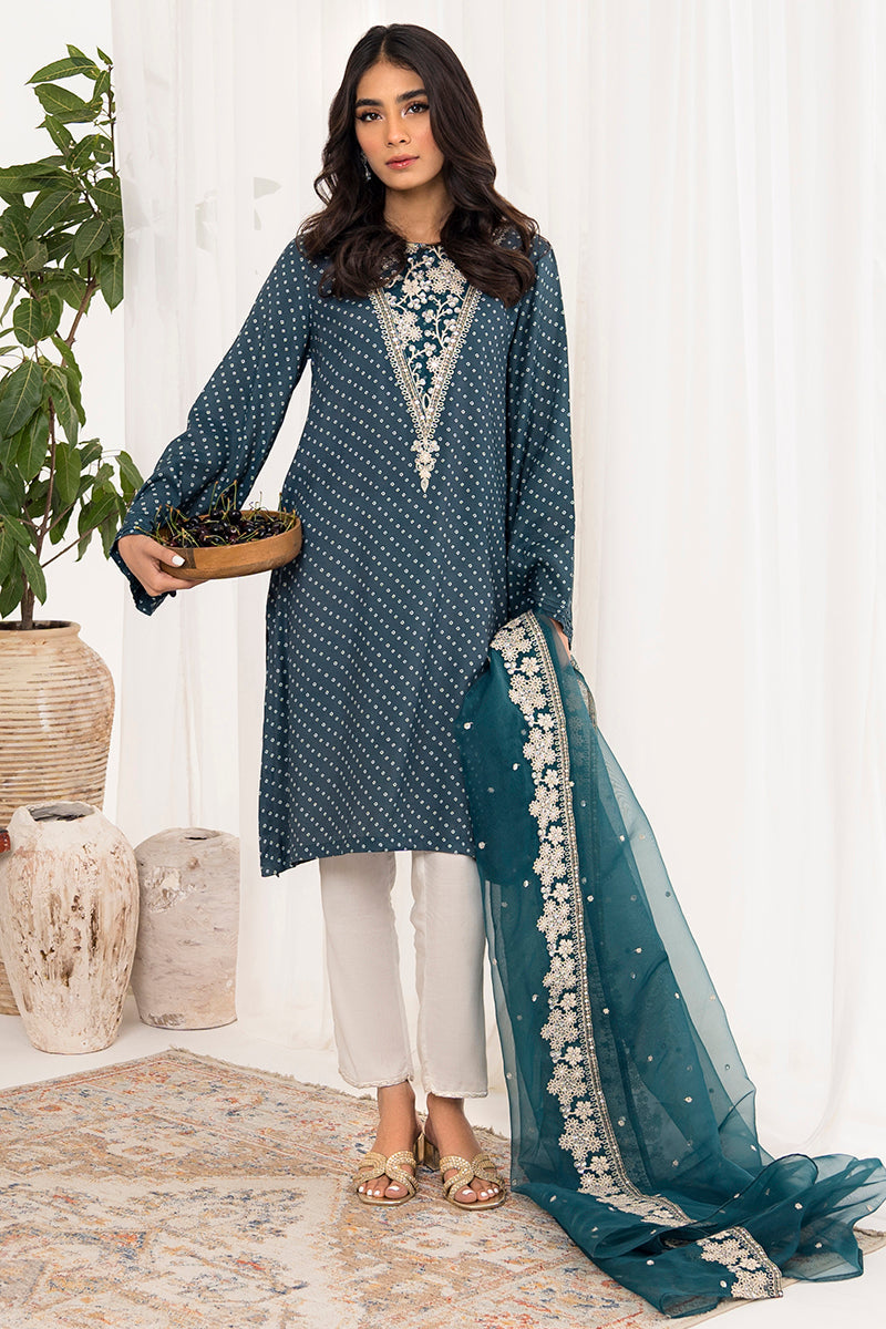 MOASIC BLUE 2PC Set (Shirt & Dupatta) - Elegant Indian Ethnic Wear for Women | Perfect for Weddings, Festivals & Special Occasions
