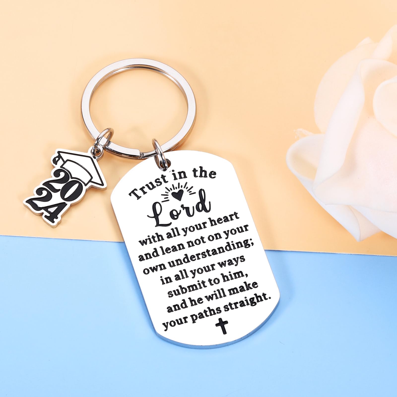2024 Graduation Keychain for Women & Men - Inspirational Christian Graduation Gifts for College & High School Seniors - Perfect Graduation Gift Idea for Her & Him - Great for Church Ceremonies, Graduation Parties & Daily Motivational Use