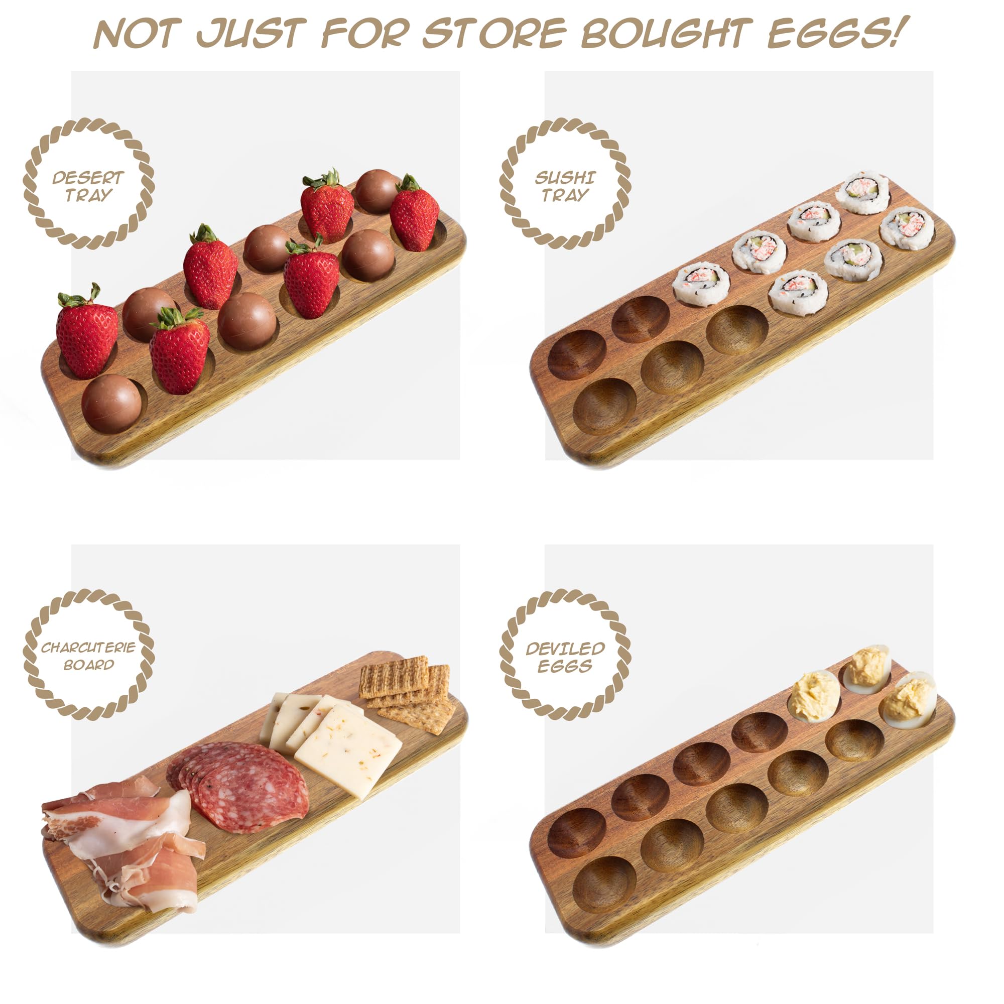 GUI'S CHICKEN COOP Egg Tray - Rustic Wooden Egg Holder for 12 Eggs | Kitchen & Refrigerator Organizer | Countertop Display & Storage | Easy to Clean | Perfect for Farmhouse, Country Kitchen & Breakfast Nook Decor