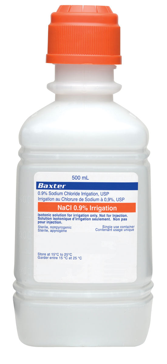 0.9% Sodium Chloride Irrigation Solution - 500mL Sterile Saline Bottle for Wound Care, Nasal Rinse & Medical Procedures