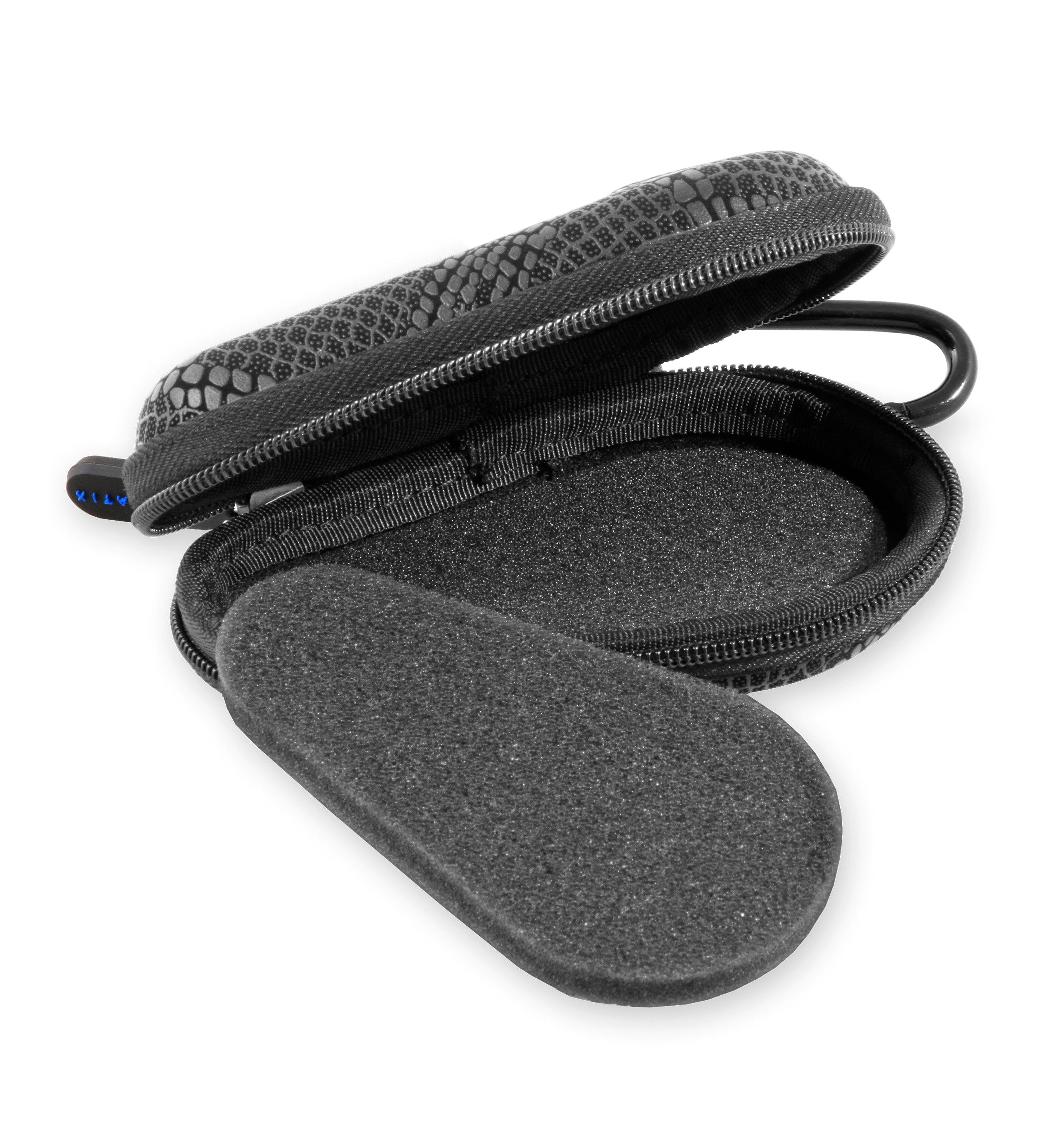 CASEMATIX Premium Watch Travel Case - Hard Shell Exterior & Cushion Foam Interior for Protection - Fits Watches Up to 56mm with Reinforced Zippers & Metal Carabiner - Perfect for Business Travel, Vacation & Watch Collection Storage