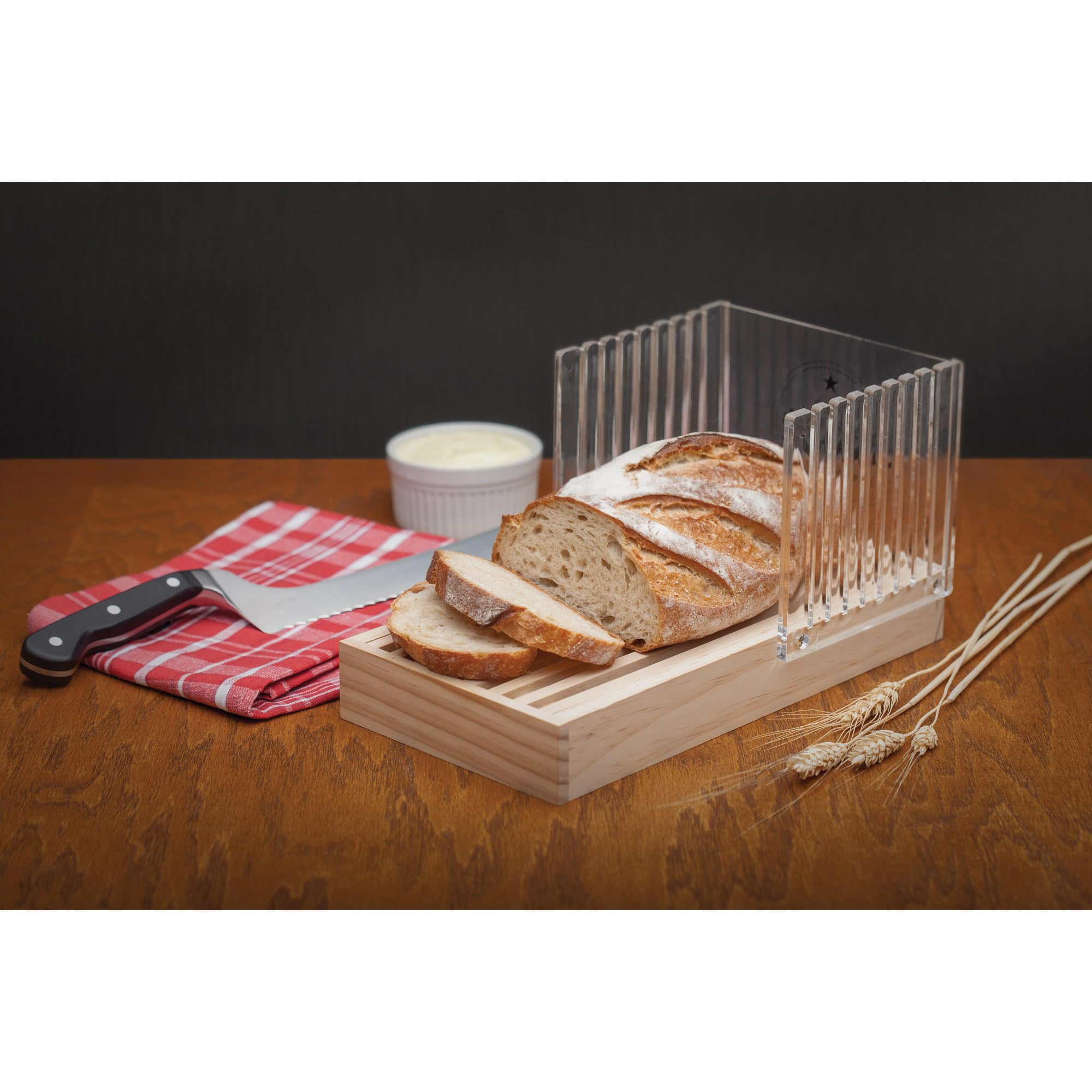 Mrs. Anderson's 12.5-Inch Bread Slicer Guide with Crumb Catcher - Perfect for Homemade Loaves, Sourdough & Artisan Bread Baking - Essential Kitchen Tool for Even Slices & Easy Cleanup