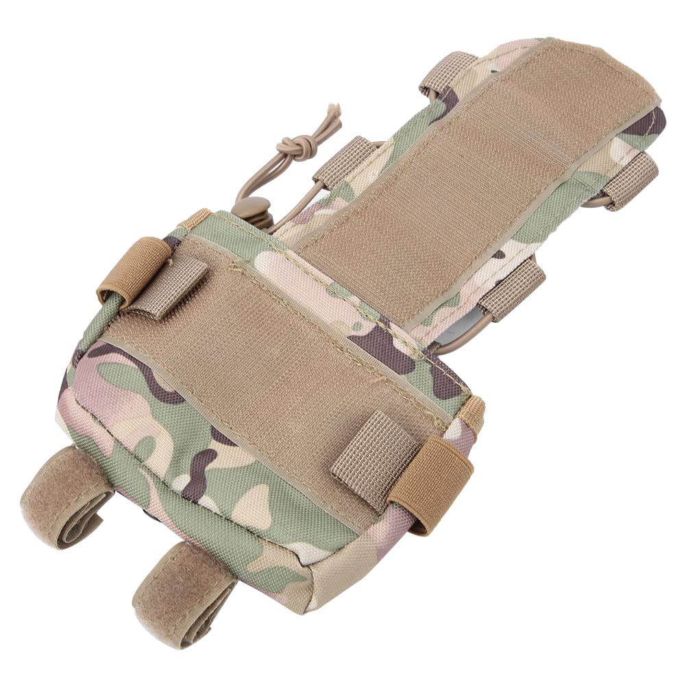 Uxsiya Battery Case Pouch - Hook & Loop Nylon Hunting Accessory with Elastic Rope for MK2 Battery Box (Camouflage) - Perfect for Helmet Mounting & Outdoor Gear Organization