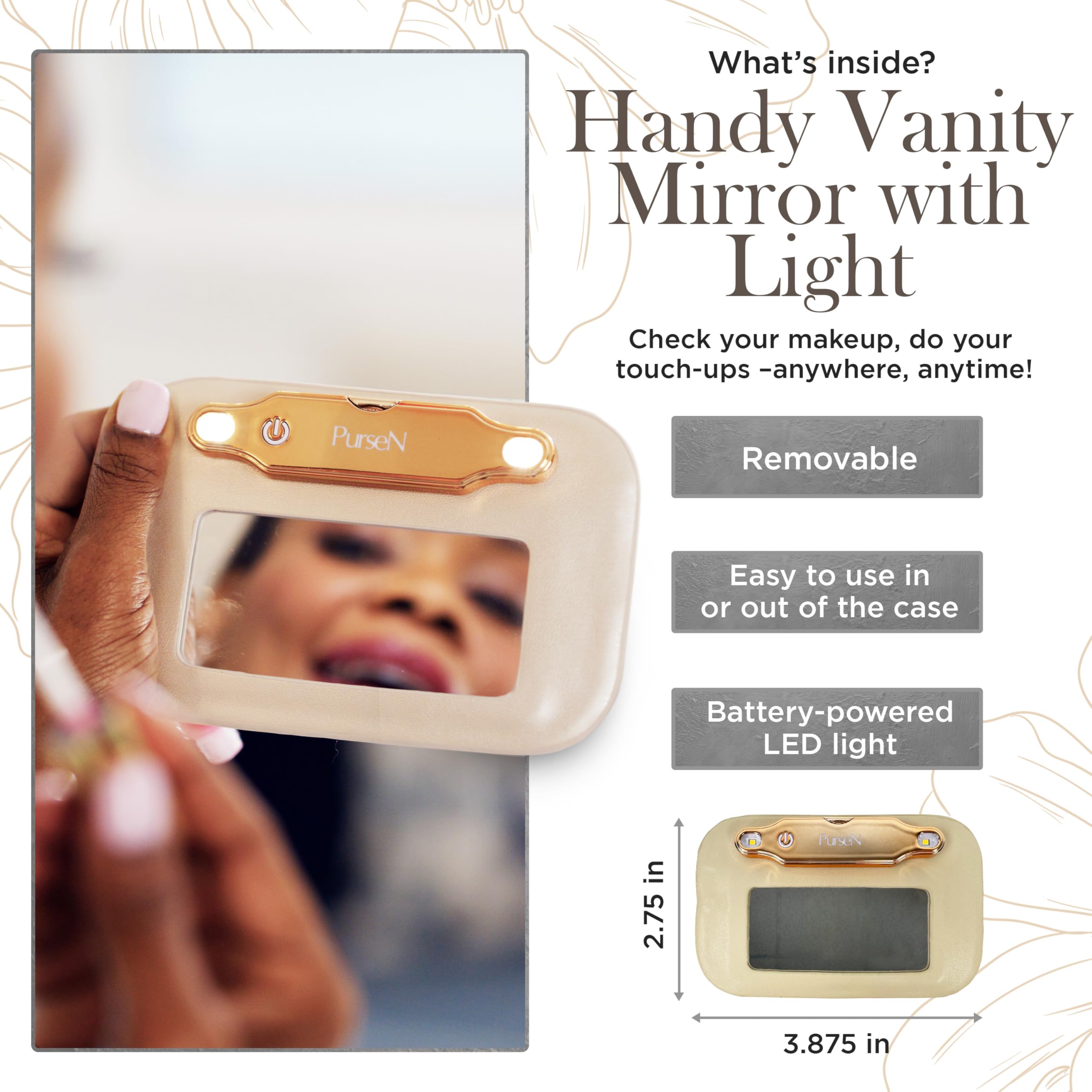LITTMINI Lighted Mirror Makeup Bag - Vegan Leather Travel Organizer for Everyday Essentials