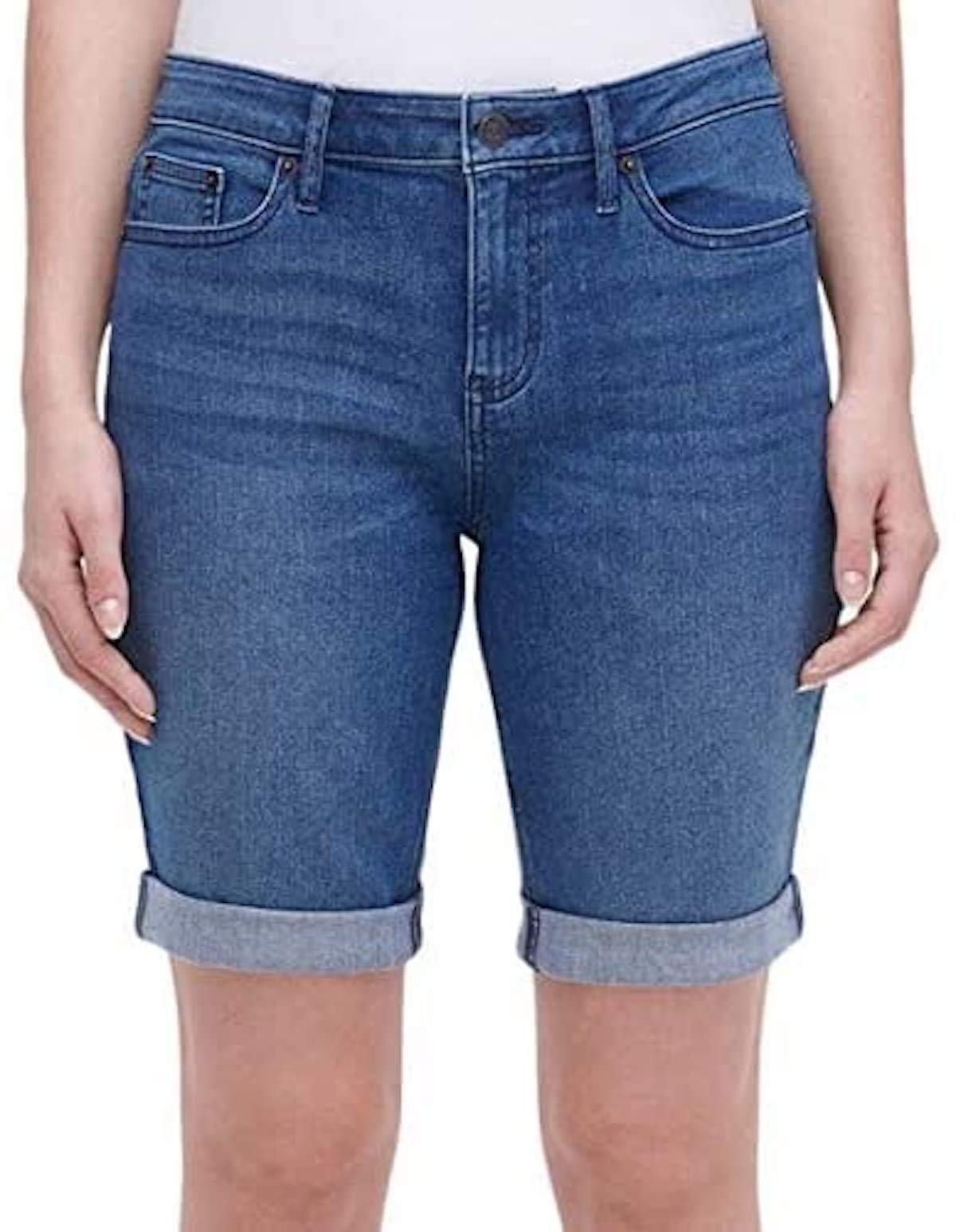 DKNY Jeans Women's Bermuda Jean Shorts - Blue Denim Size 4 | Comfortable Casual Summer Shorts for Women | Perfect for Beach, Vacation & Everyday Wear