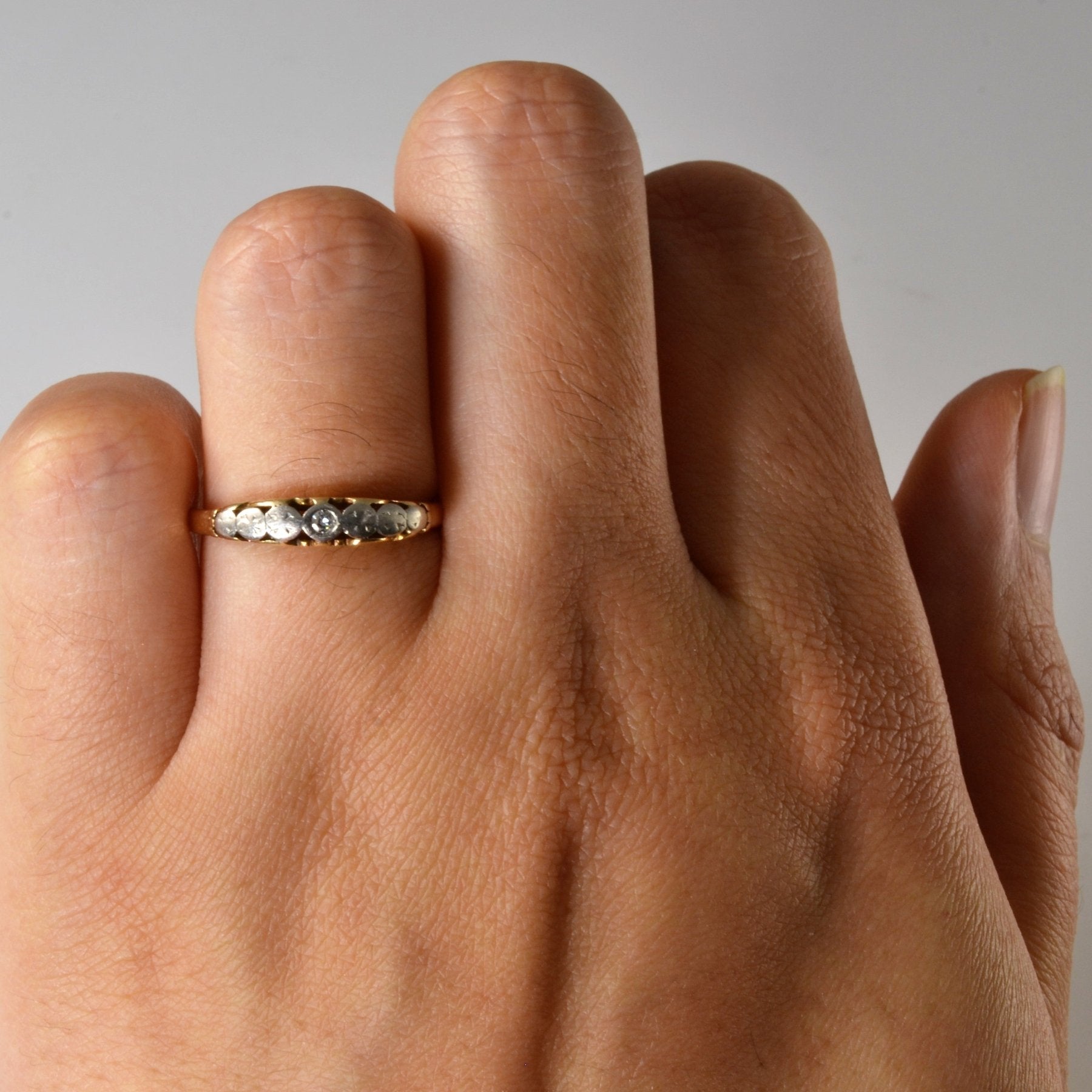 Birks Mid Century Diamond Band Ring - 0.02ct Diamond Engagement Wedding Ring - Size 6 - Perfect for Proposals, Anniversaries & Special Occasions