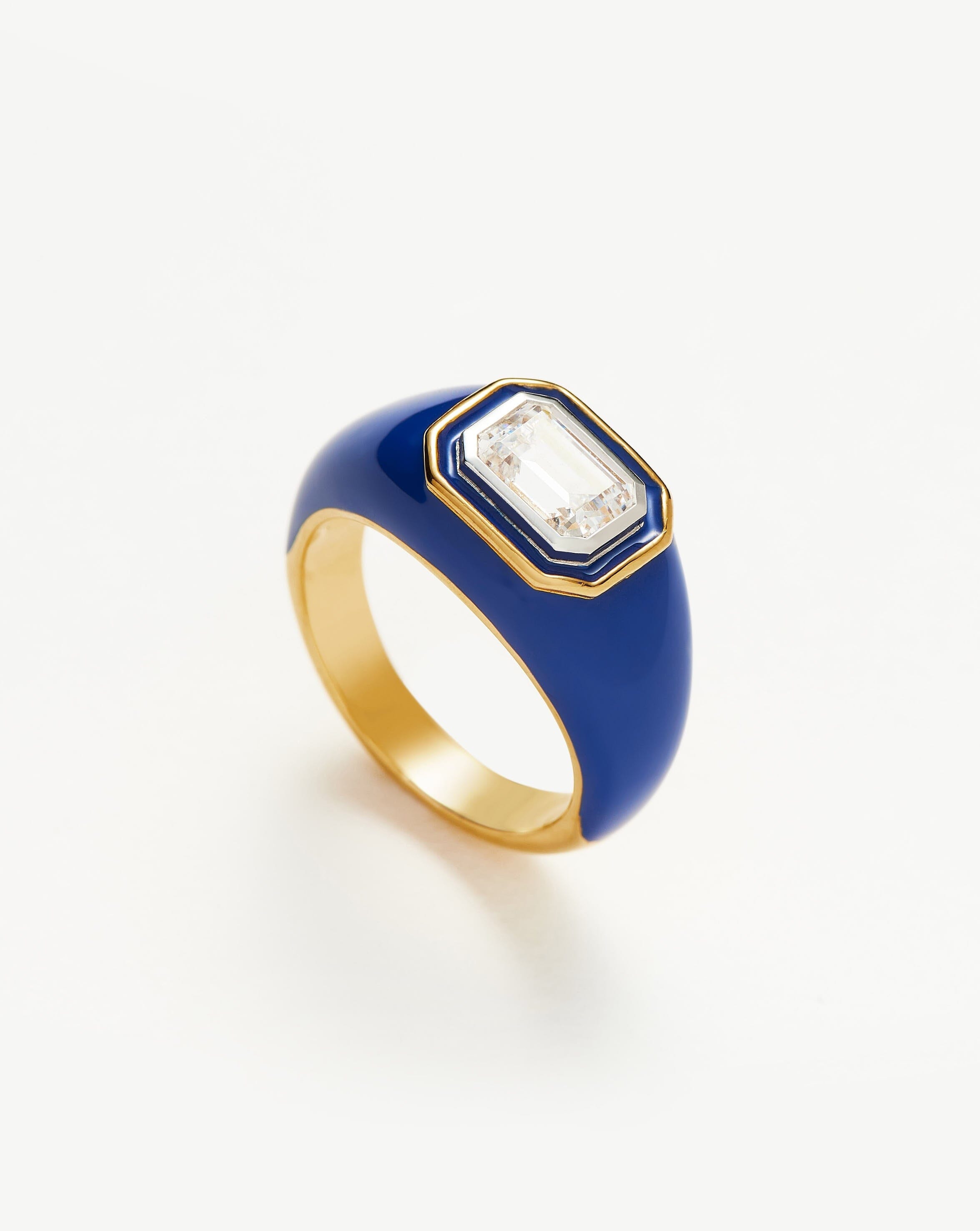 Enamel & Stone Dome Statement Ring - Elegant Handmade Jewelry for Women | Perfect for Parties, Weddings & Special Occasions