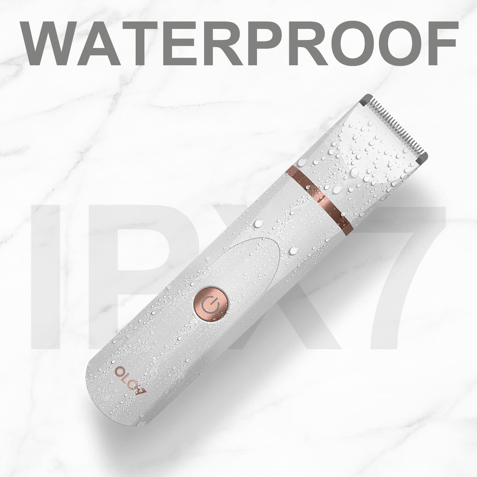 OLOV Electric Body Hair Trimmer for Men & Women - Waterproof Wet/Dry Groin & Bikini Trimmer with Replaceable Ceramic Blades, USB Rechargeable - Perfect for Travel, Gym & Personal Hygiene Care (White)
