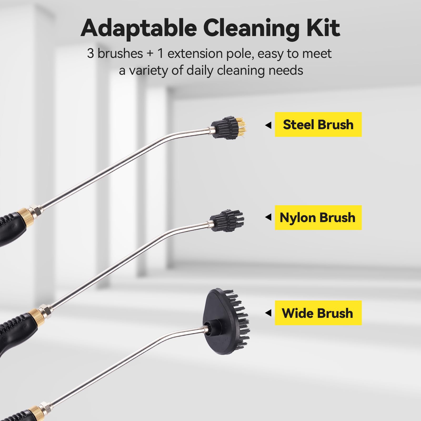 TaskStar 1800W Handheld High Pressure Steam Cleaner with 5 Brush Heads - Portable Heavy Duty Steamer for Grout, Tile, Car Detailing & Home Cleaning - Fast Heating 110V Steam Cleaner for Kitchen, Bathroom, Auto Interior & Outdoor Use