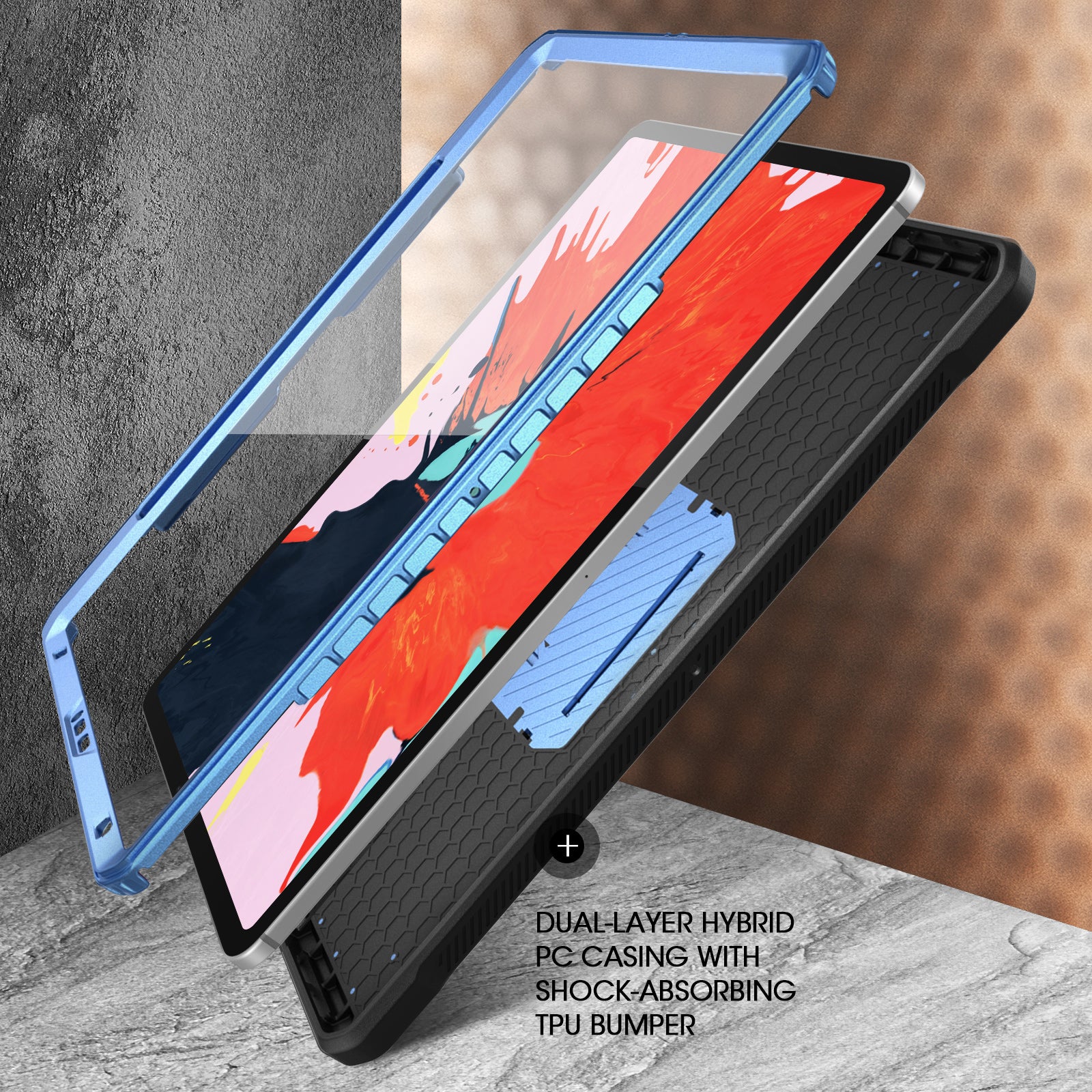 iPad Pro 12.9 Inch (2020) Case - Unicorn Beetle Pro Rugged Protective Cover with Built-in Screen Protector | Shockproof & Military Grade Drop Protection | Metallic Blue - Perfect for Outdoor, Travel & Work Use
