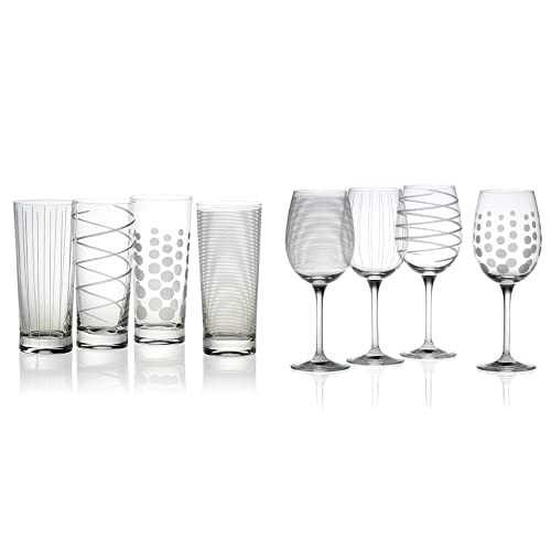 Premium Mikasa Cheers Wine & Highball Glass Set - 16 oz & 19.75 oz for Cocktails, Whiskey, and Party Entertaining - Elegant Barware for Home & Restaurant Use