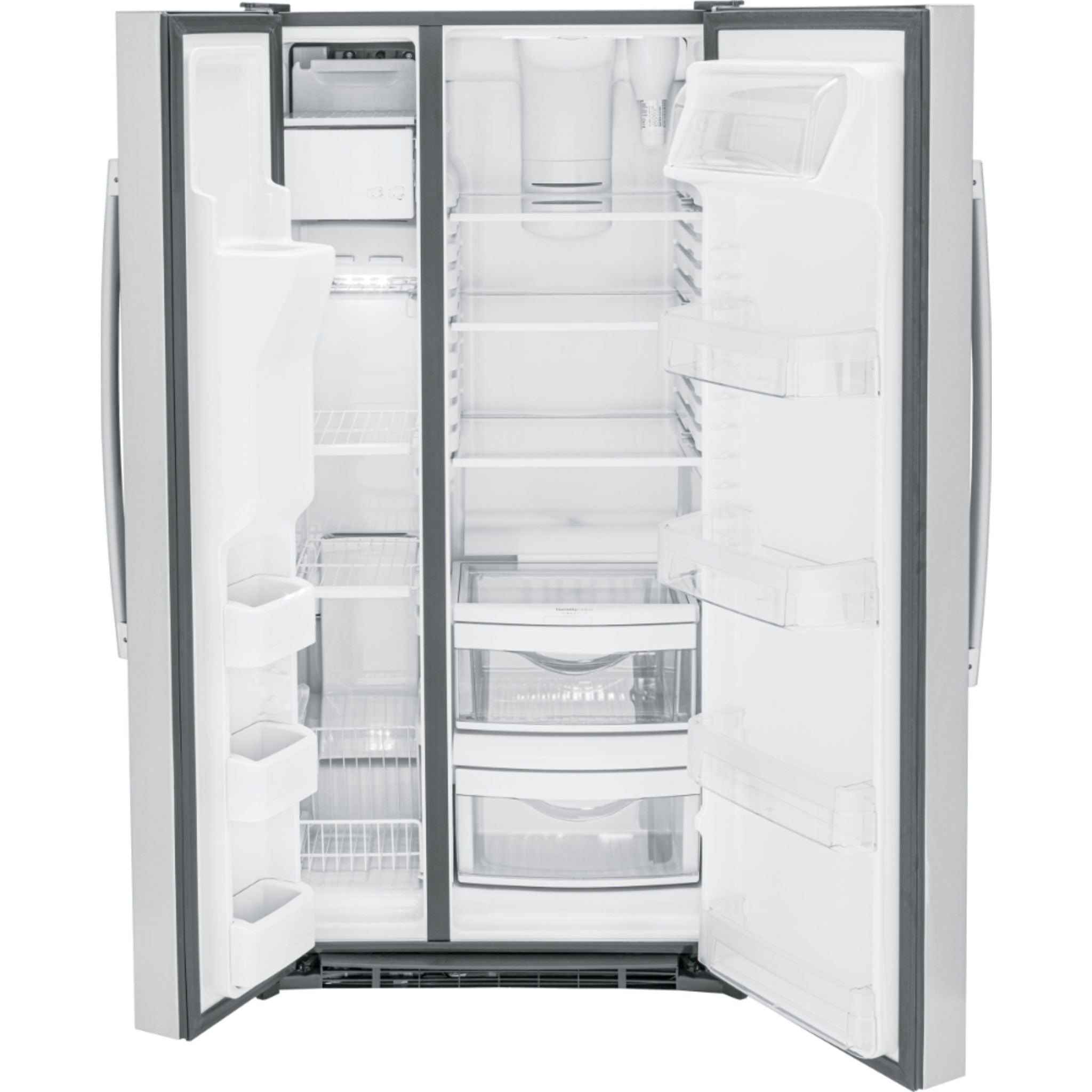 GE 23.2 Cu. Ft. Side by Side Refrigerator with Ice Maker - Stainless Steel Energy Star Certified (GSS23GYPFS) - Perfect for Modern Kitchens & Open Floor Plans