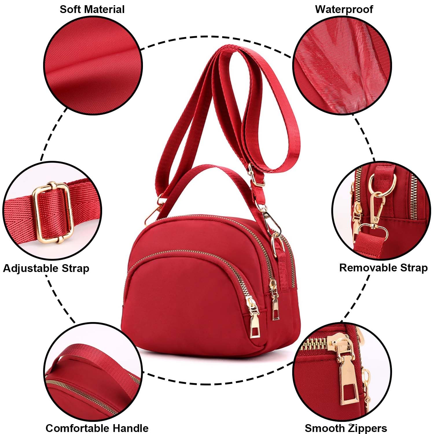 Women's Small Crossbody Purse - Nylon Wallet Phone Bag with Adjustable Shoulder Strap - Mini Cell Phone Purse for Everyday Use, Travel & Shopping