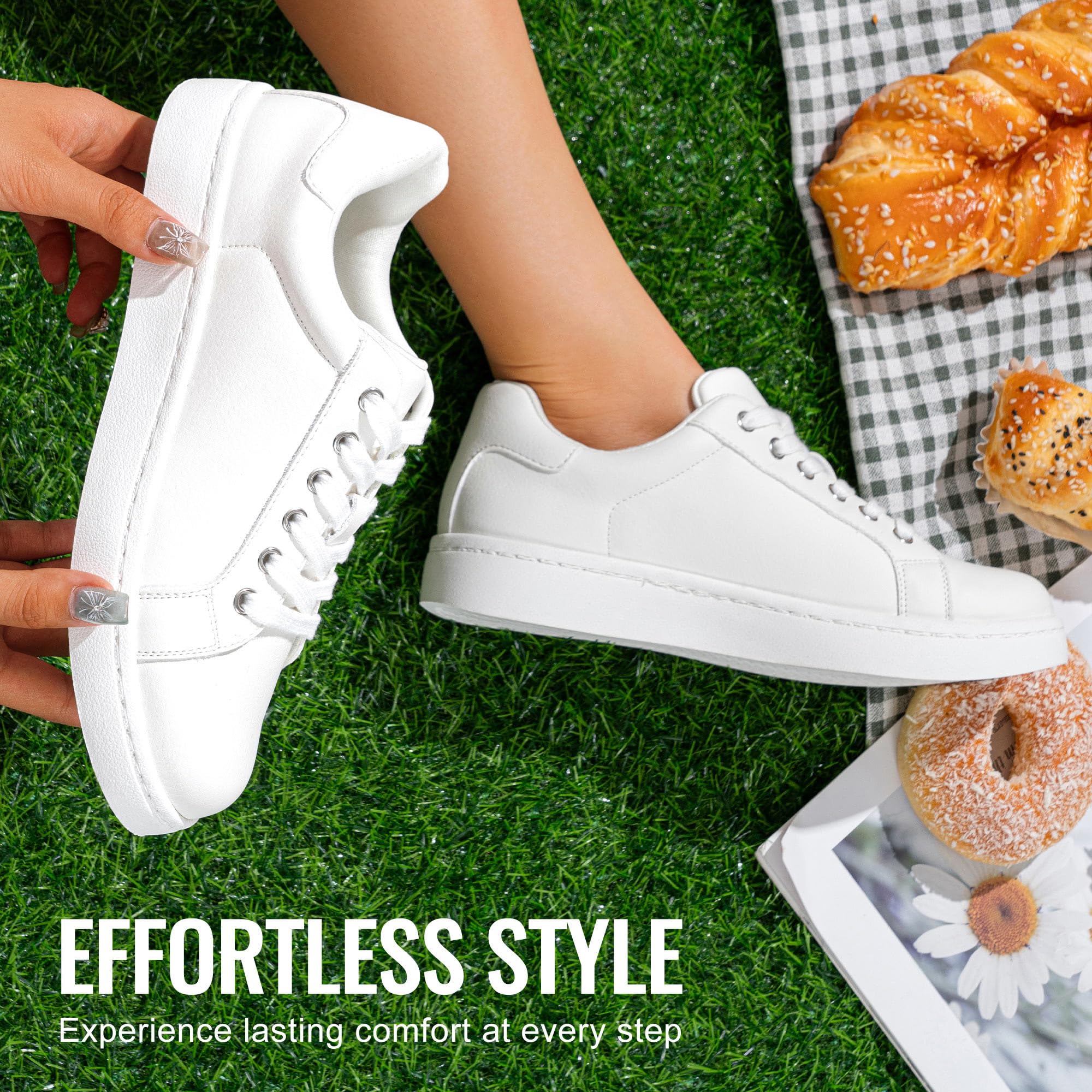 Vepose Women's Walking Sneakers - Comfortable Casual Shoes with Arch Support, Low Top Tennis Lace Up Design for Work, Travel & Everyday Wear - Style 8003