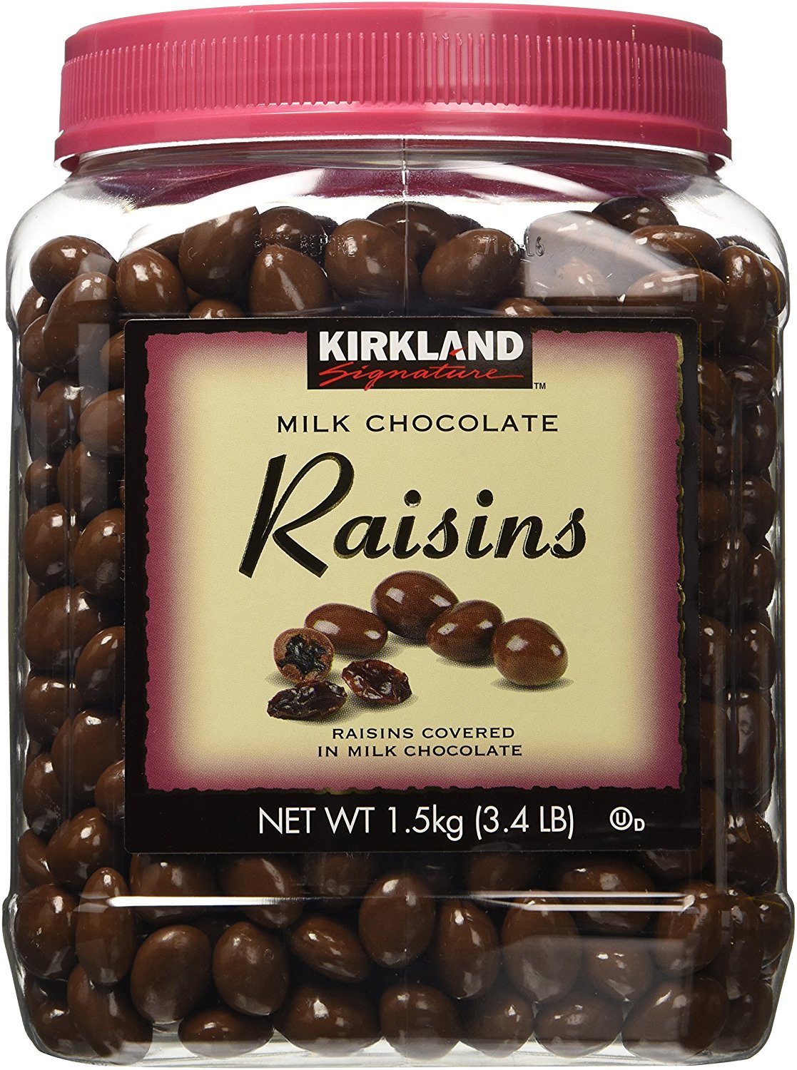 Kirkland Signature Milk Chocolate Covered Raisins, 3.4 Pound (5 Pack) - Bulk Snacks for Parties, Office Treats & Healthy Dessert Options