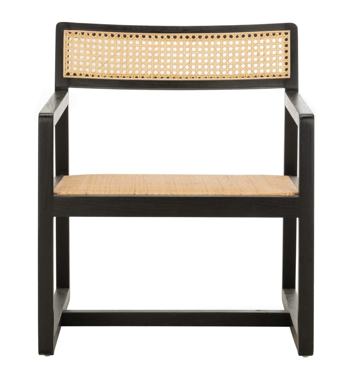 Safavieh Lula White & Natural Cane Accent Chair - Modern Boho Rattan Side Chair for Living Room, Bedroom, or Patio Decor