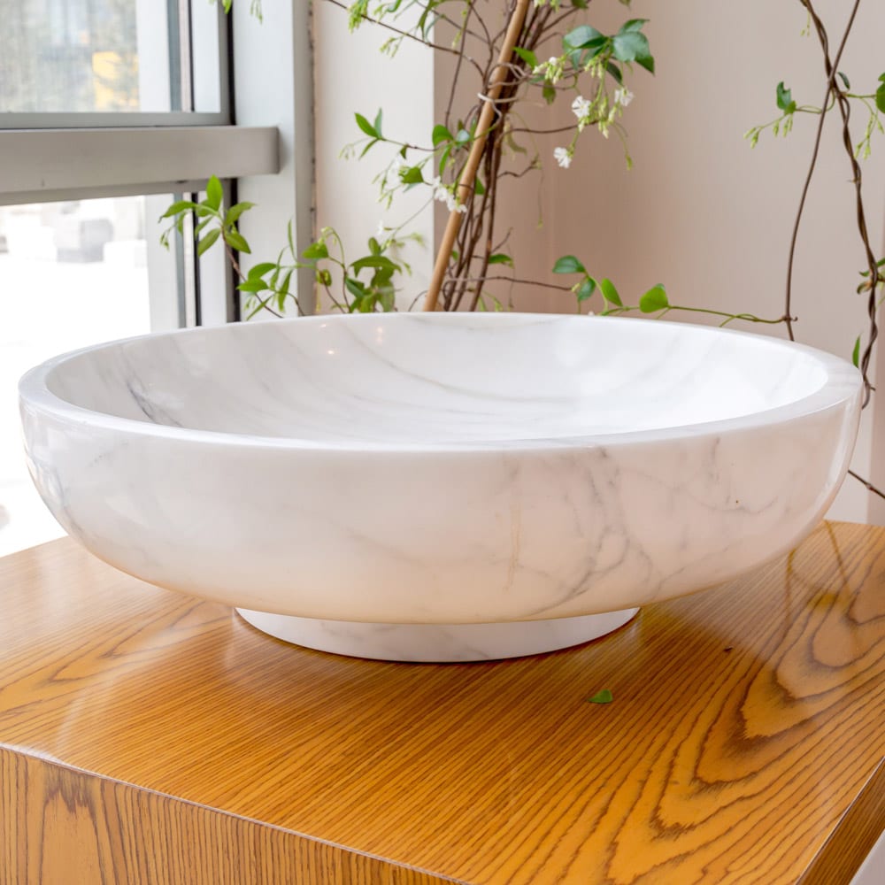 Premium Calacatta White Marble Vessel Bathroom Sink - Polished Vanity Top for Modern & Luxury Bathrooms (Model NTRVS10) | Perfect for Master Bath, Powder Room & Spa-Like Retreats