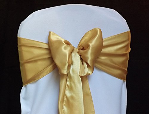 200 Pieces Gold Satin Chair Sashes Bows - Elegant Wedding Chair Decorations, Party Event Supplies, Banquet & Reception Decor - Perfect for Weddings, Bridal Showers, Birthday Parties & Special Events