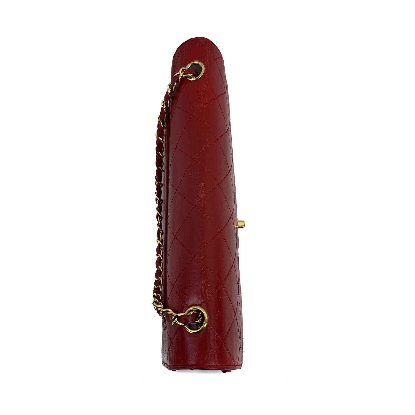 Vintage CHANEL Jumbo CC Lambskin Single Flap Shoulder Bag in Red | Luxury Designer Handbag for Women | Perfect for Evening Events, Date Nights & Special Occasions