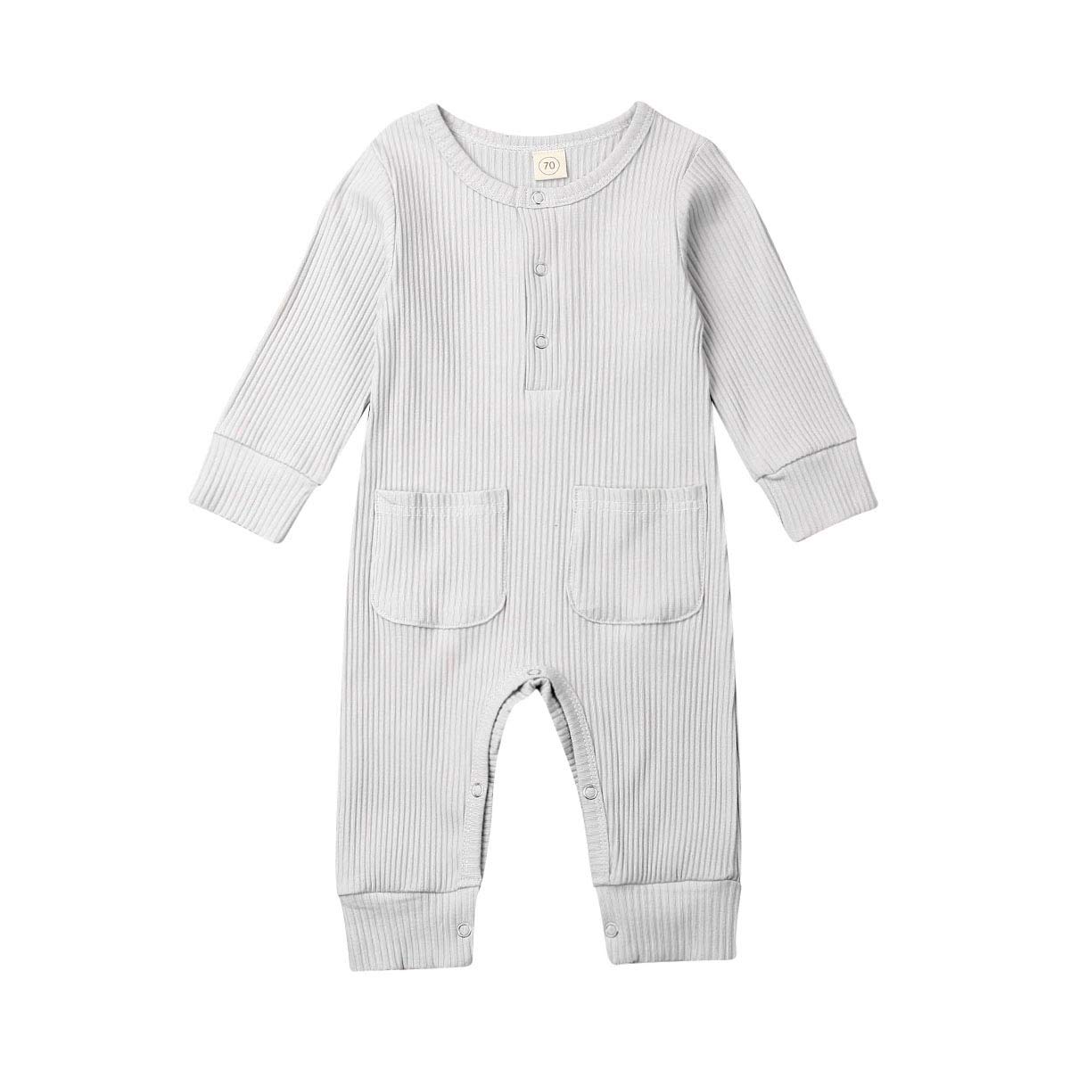 Organic Baby Pajamas for Newborn Boys & Girls - Soft Long Sleeve Romper Jumpsuit with Cute Pockets | Perfect for Sleepwear, Playtime & Photo Shoots
