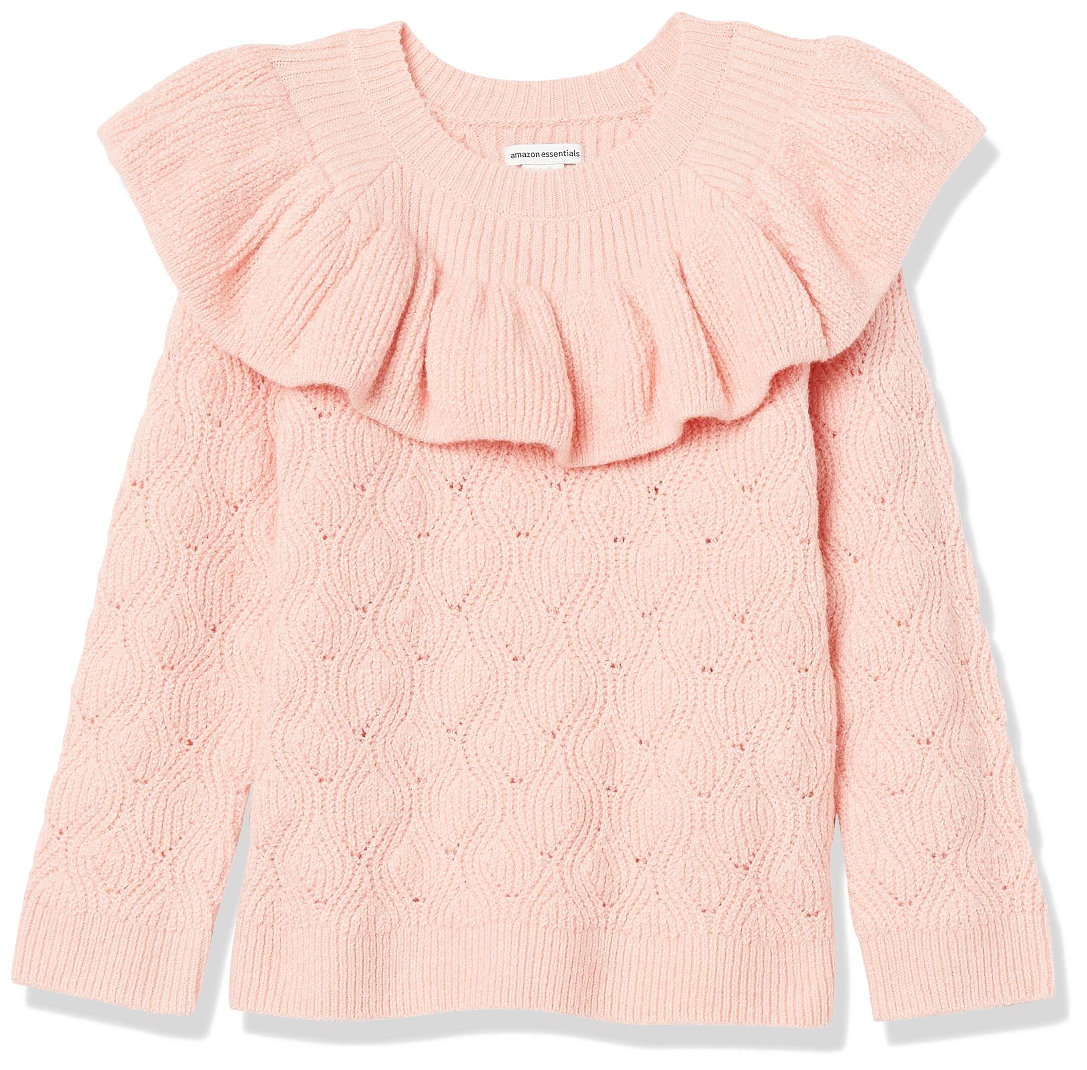 Amazon Essentials Girls & Toddlers Soft Touch Ruffle Sweater - Cozy Knit Pullover for School, Playdates & Family Photos