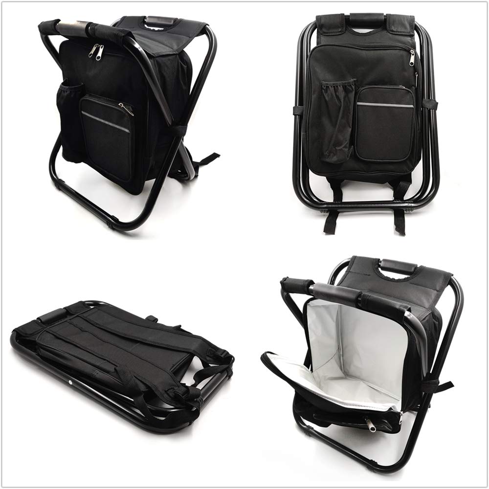 Portable Folding Stool with Insulated Cooler Backpack - Lightweight Camping Chair for Beach, Fishing, Hiking & Outdoor Adventures - Perfect for Picnics, Tailgating & Travel