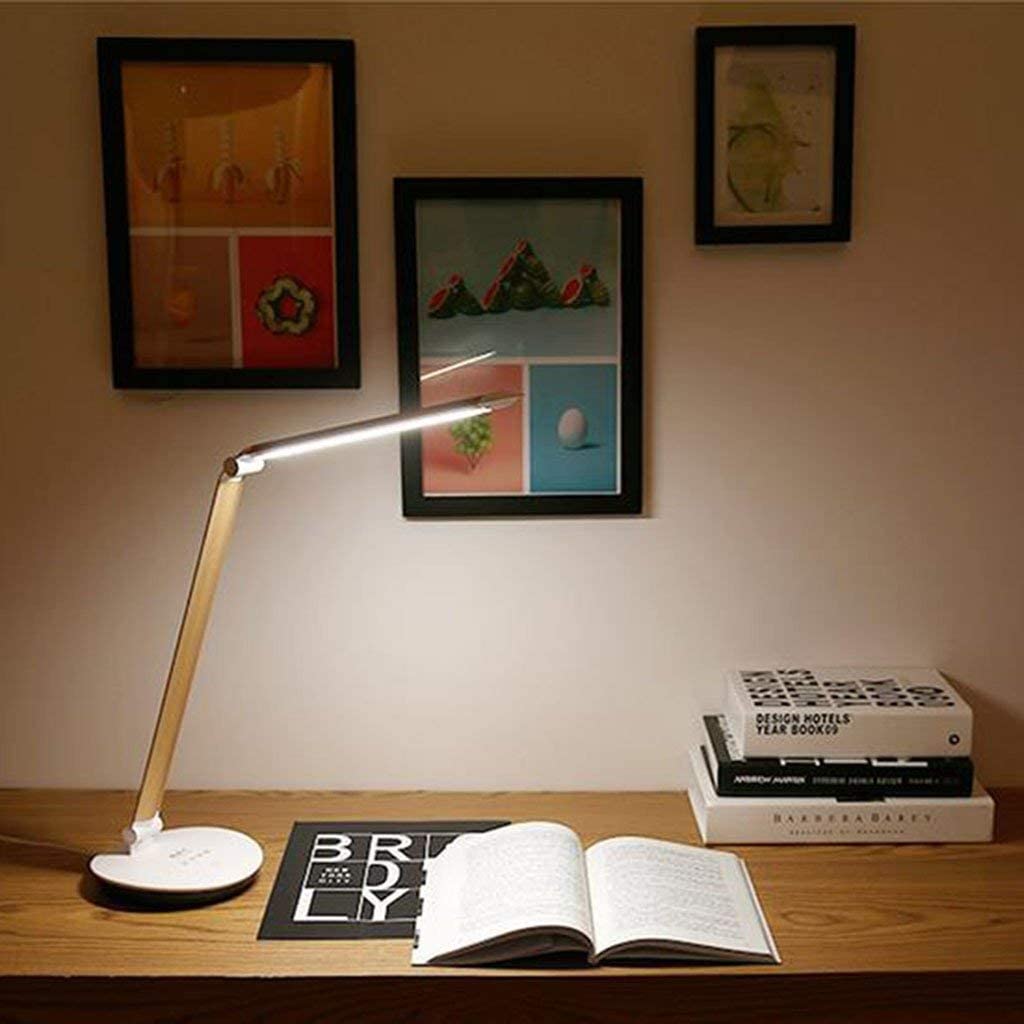 JYYBN LED Desk Lamp with Eye Protection, Foldable & Rechargeable Study Light for Students, Kids Reading Lamp, Bedside Night Light (B-Plug Power Cord) - Perfect for Homework, Office Work & Bedtime Reading