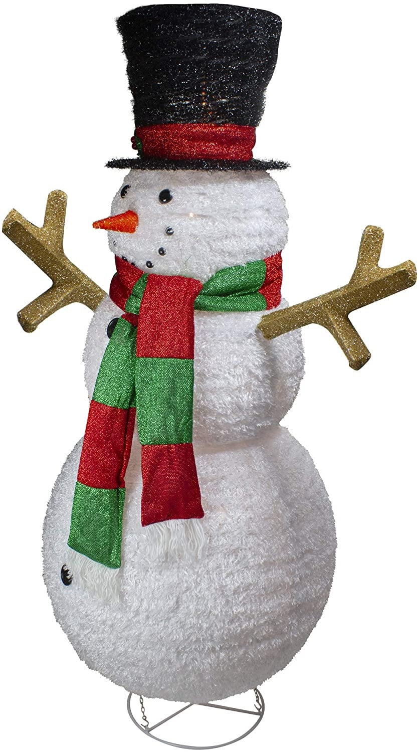 60 LED Fluffy Fabric Lantern Snowman - Christmas Decorations for Indoor/Outdoor, Party, Garden, and Holiday Lighting