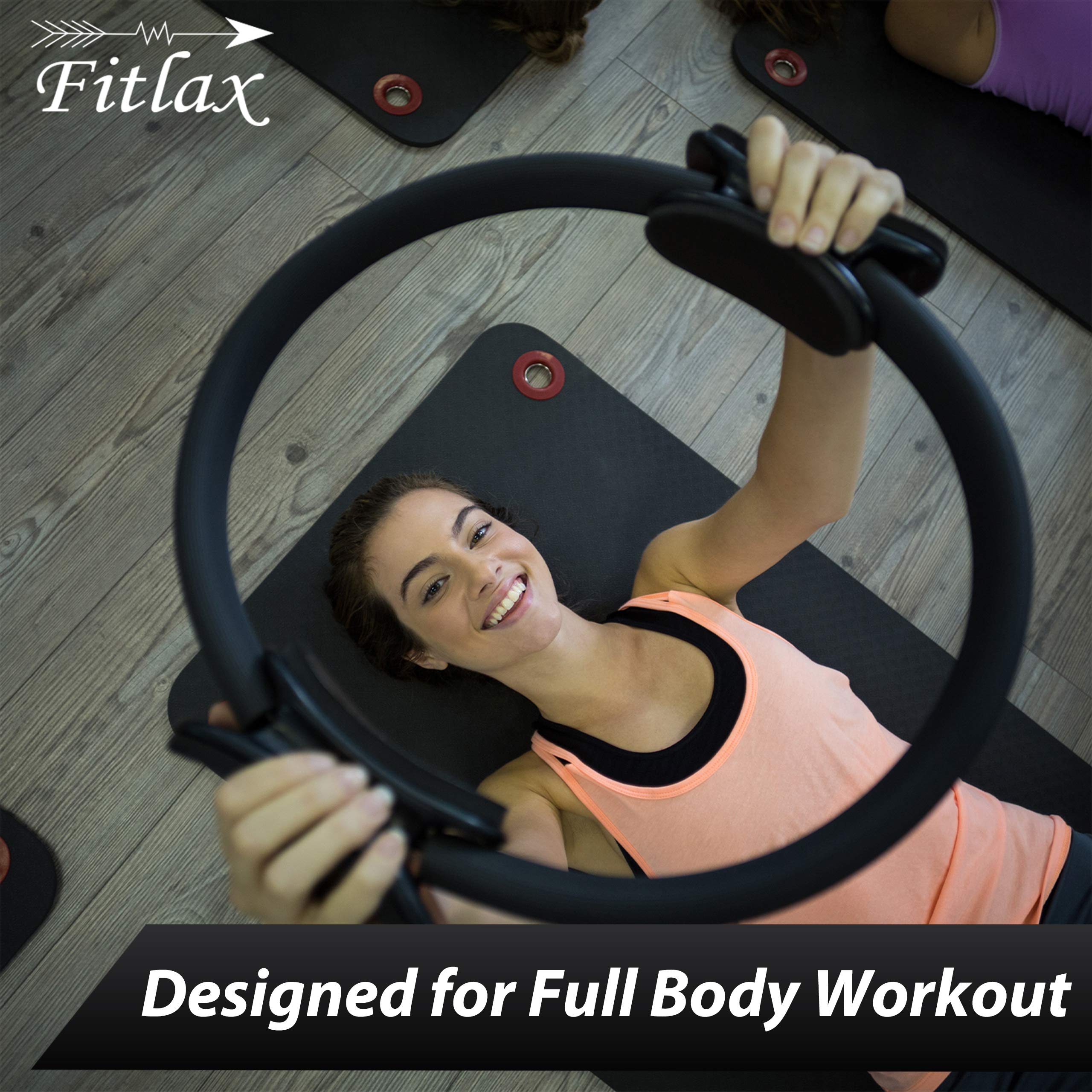 12 Inch Pilates Ring Set with 4 Resistance Bands & 9 Inch Mini Ball - Full Body Toning Exercise Equipment Kit for Home Gym, Yoga, and Fitness Workouts - Includes Free Workout Guide for Women & Beginners