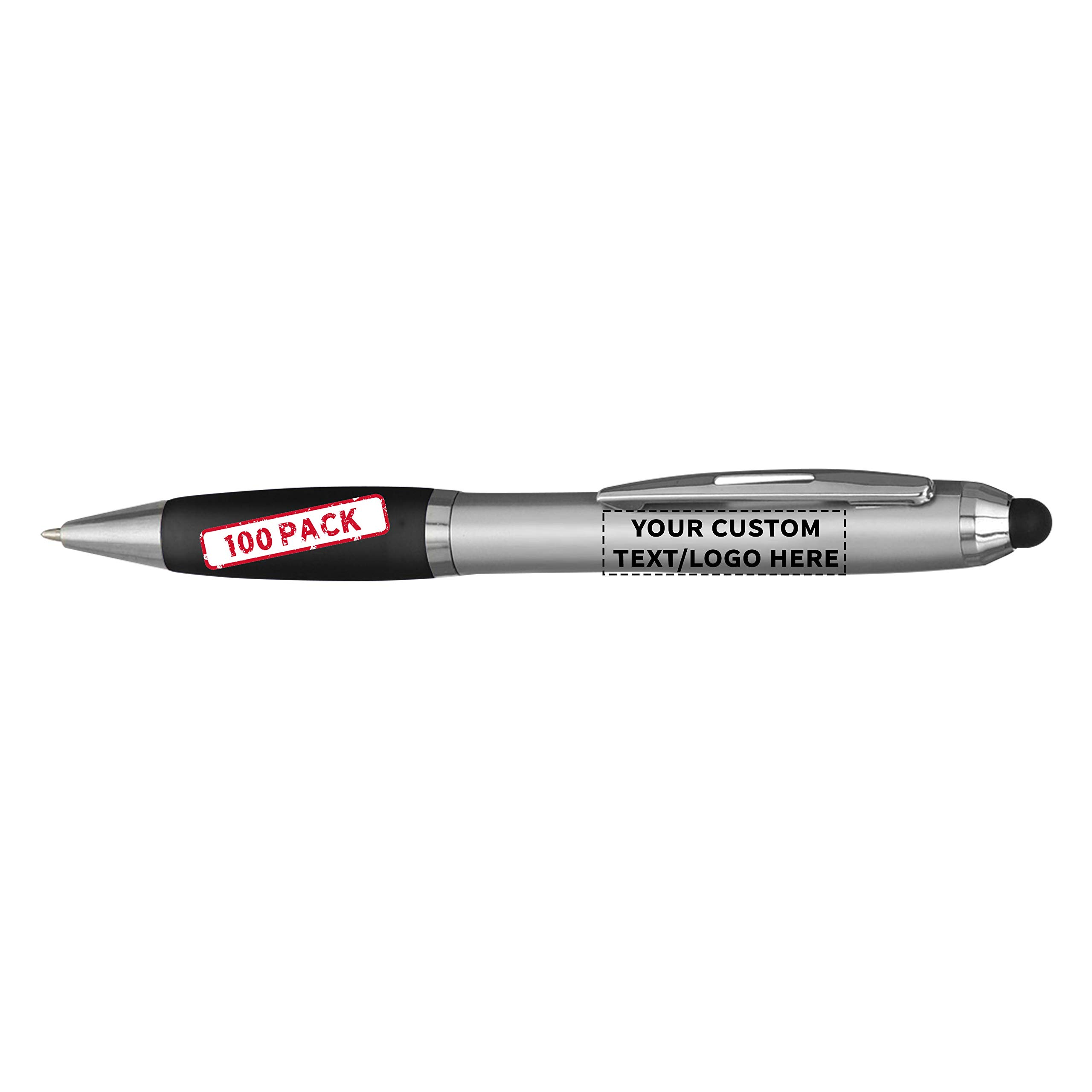 Custom Stylus Ballpoint Pens - 100 Pack Bulk Order with Black Ink | Personalized Promotional Pens for Office, School & Business | Perfect for Tradeshows, Events & Corporate Gifts