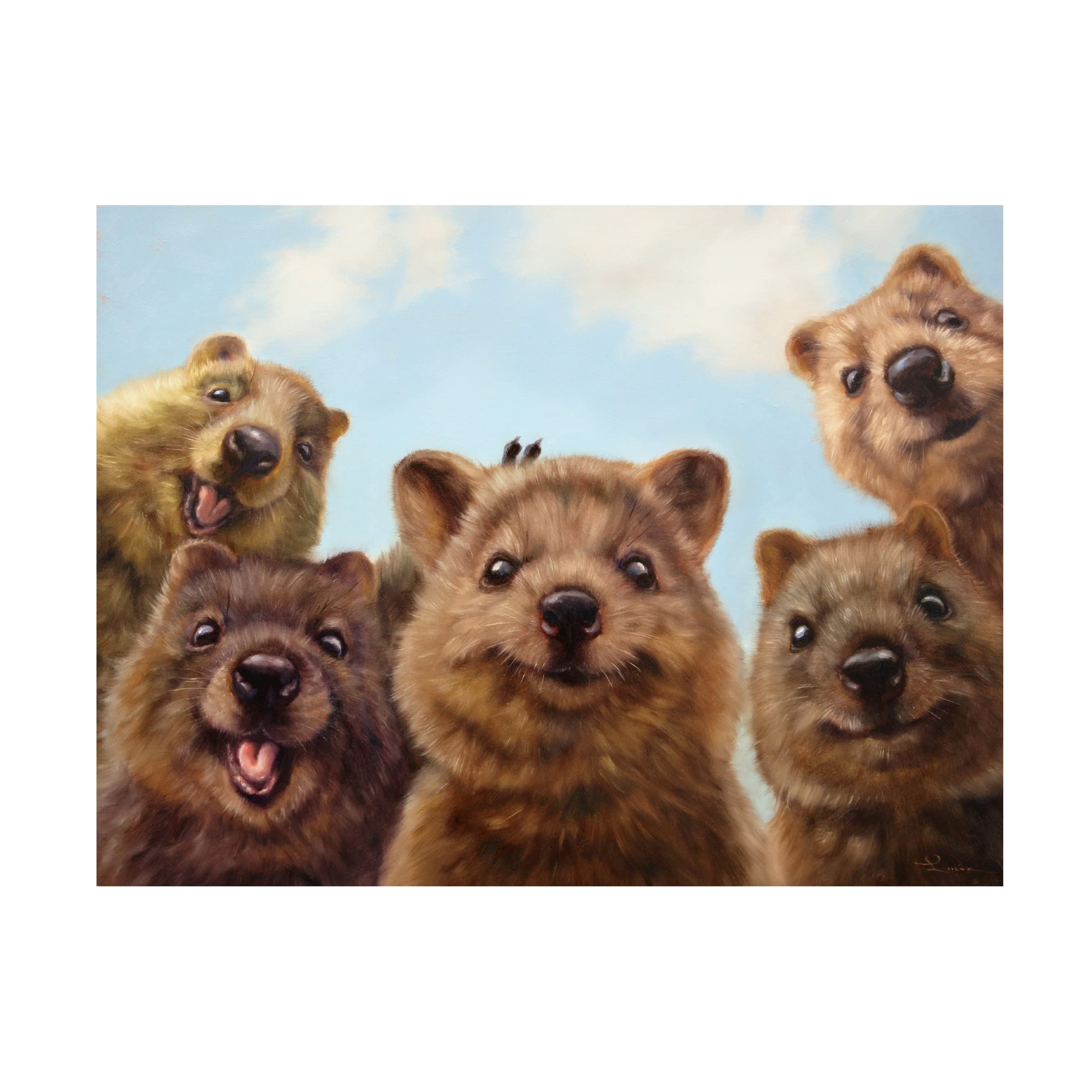 Lucia Heffernan 'Selfie Down Under No 2' Canvas Wall Art Print - Funny Animal Painting for Living Room, Bedroom & Office Decor