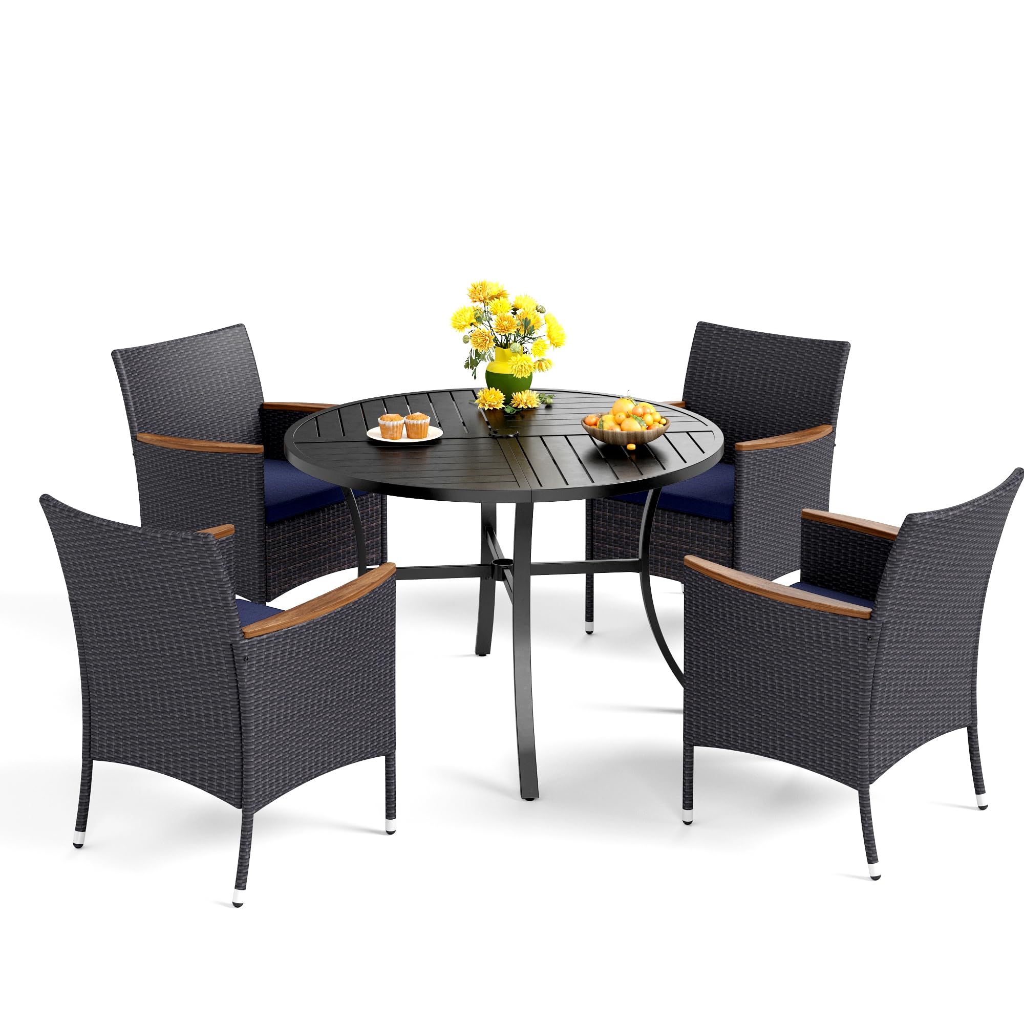 MFSTUDIO 5-Piece Outdoor Patio Dining Set - 42
