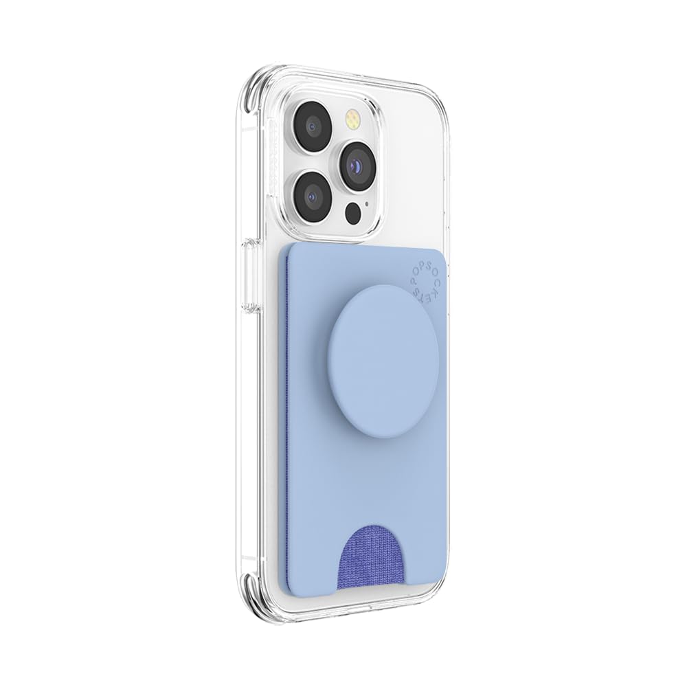 PopSockets Expanding Phone Grip & Wallet - Cornflower Blue | Secure Card Holder for iPhone & Android | Perfect for Travel, Commuting & Hands-Free Use