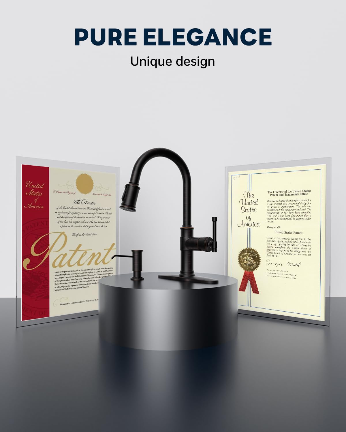 DAYONE Antique Oil Rubbed Bronze Pull Down Kitchen Faucet with Soap Dispenser - 3 Mode Sprayer, Single Handle High Arc Farmhouse Sink Faucet (DAY-APS136-ORB) - Perfect for Modern Farmhouse, Rustic, and Vintage Style Kitchens