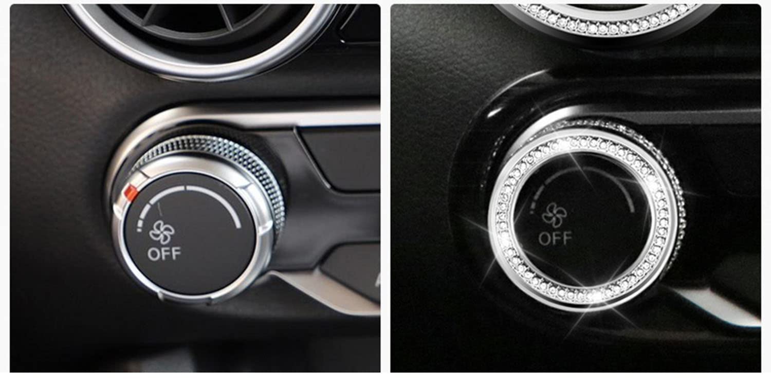 **2020-2022 Nissan Sentra Bling Interior Accessories – Rhinestone Crystal AC Knob Rings (2-Piece Set) – Stylish Car Decor for Customization & Luxury Driving Experience**