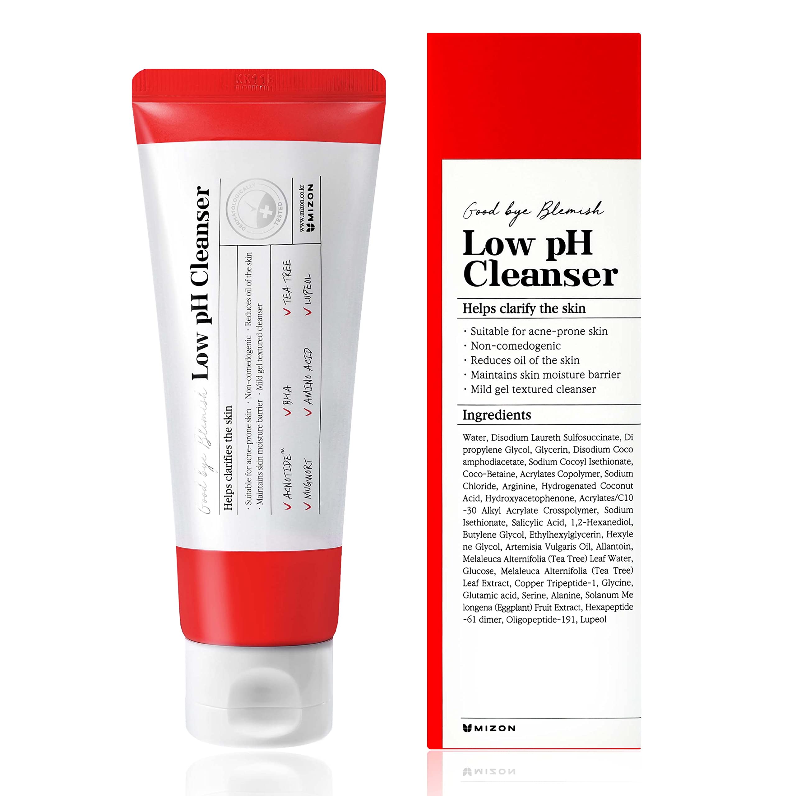 MIZON Good Bye Blemish Low pH Cleanser - Acne Treatment & Breakout Control for Sensitive Skin | Korean Skincare Solution | Soothing Face Wash for Troubled Skin (100ml/3.38 fl oz) | Perfect for Daily Cleansing & Post-Workout Skincare Routine