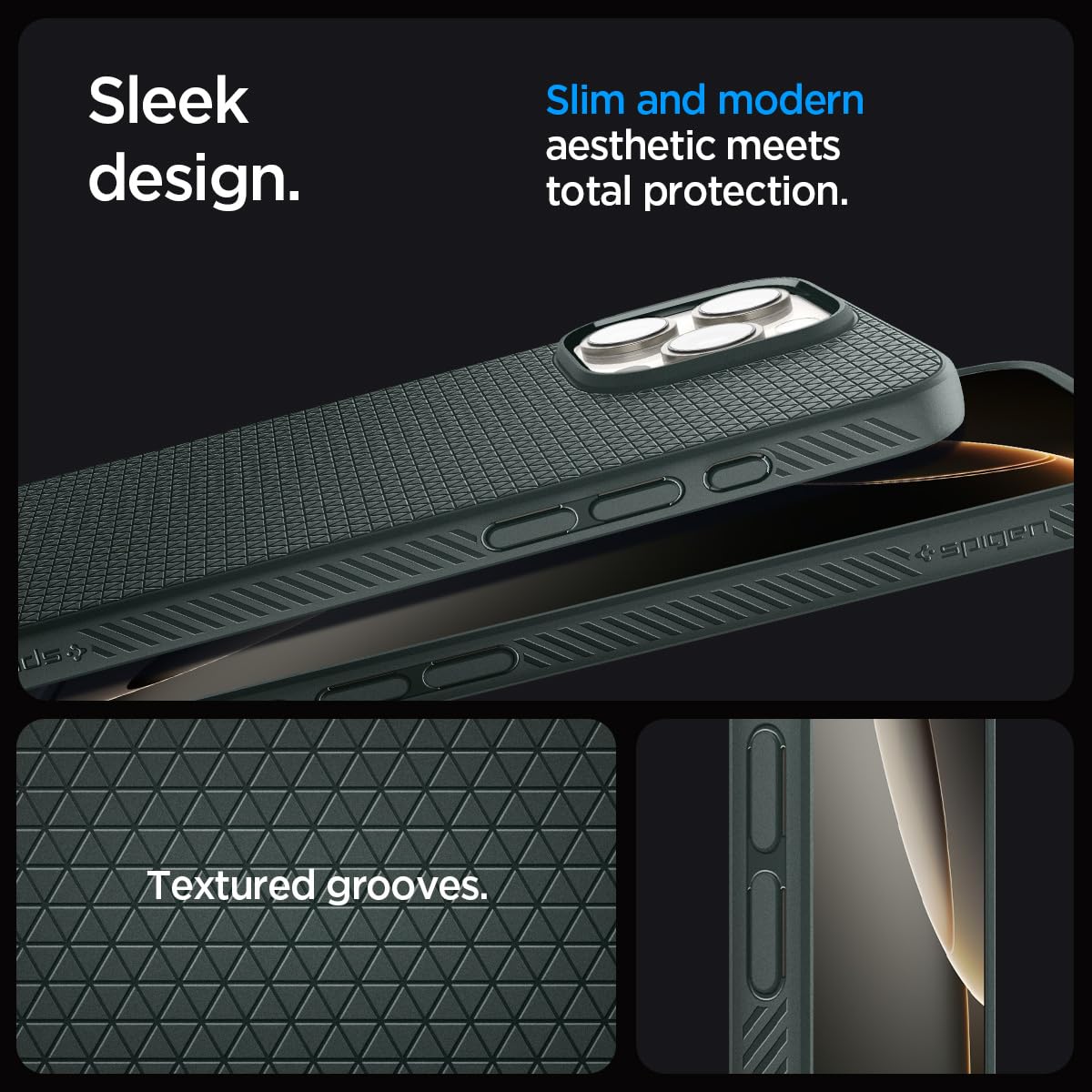 Spigen Liquid Air Armor Case for iPhone 16 Pro - Slim Protective Cover with Military-Grade Drop Protection in Abyss Green | Perfect for Everyday Use, Travel & Outdoor Activities