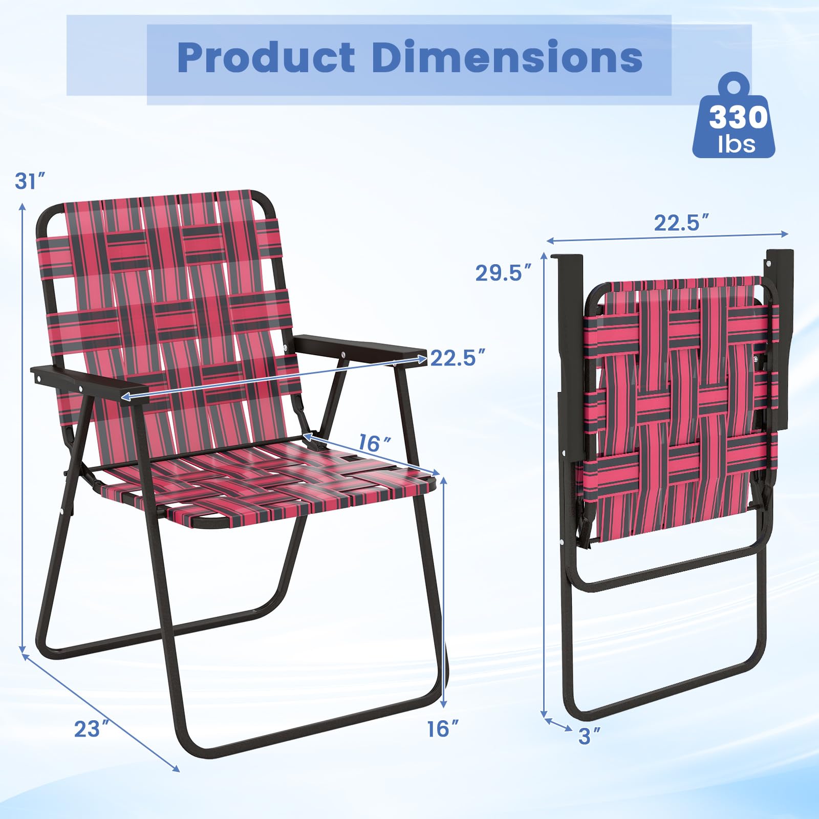Tangkula 6-Pack Folding Lawn Chairs - Heavy Duty Metal Frame Webbed Patio Chairs with Wide Armrests | Portable Outdoor Dining Chairs for Backyard, Camping, Beach & Poolside | Perfect for Picnics, BBQs and Summer Relaxation