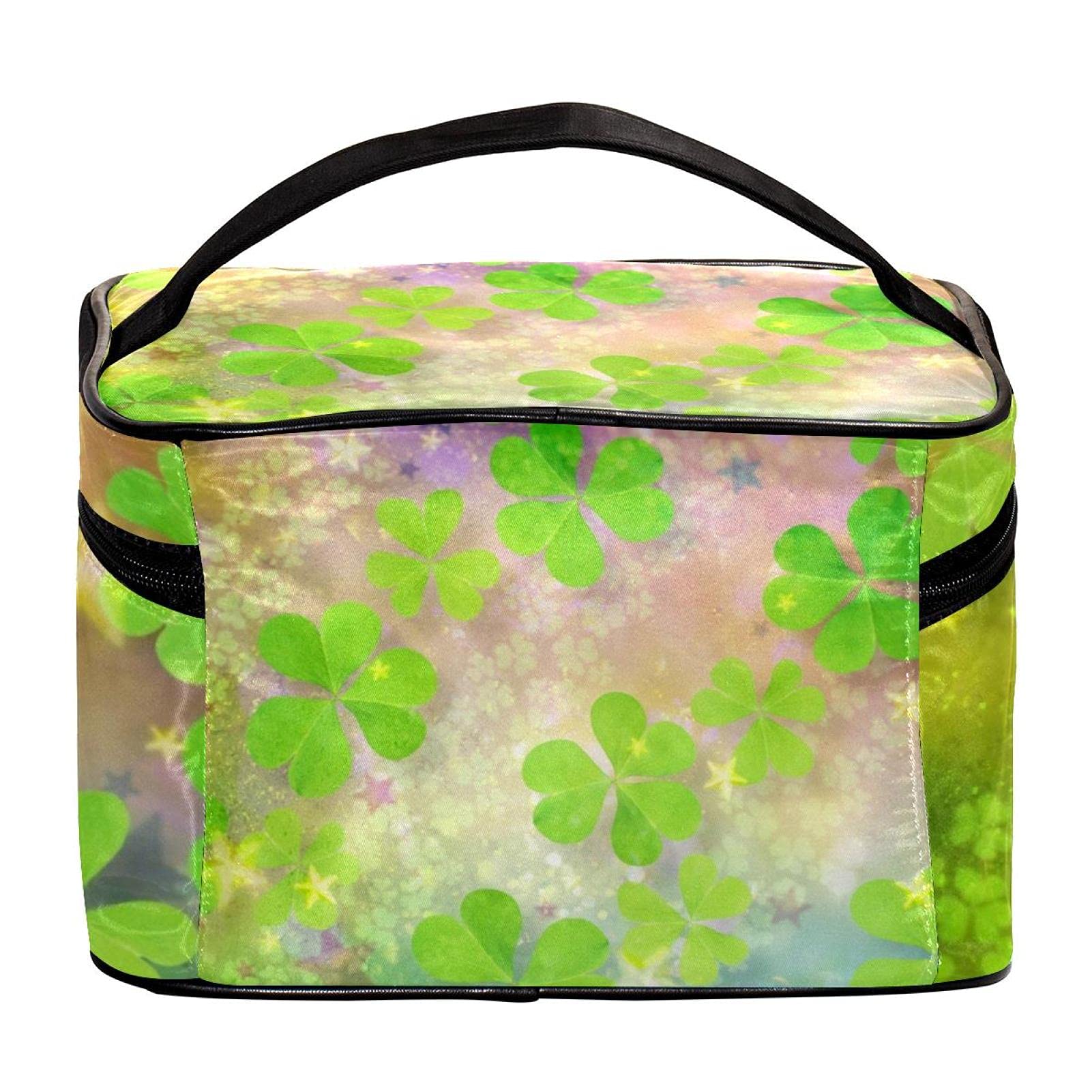 Eco-Friendly Green Leaves Print Large Travel Makeup Bag - Waterproof Cosmetic Organizer with Zipper for Women & Girls | Perfect for Vacation, Gym, and Daily Essentials Storage