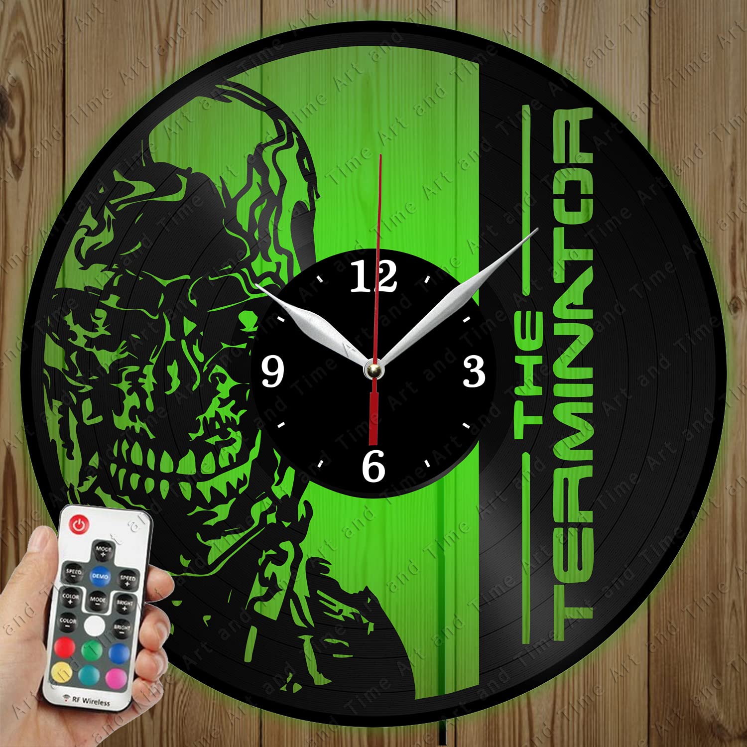 Terminator LED Vinyl Record Wall Clock - Custom Light-Up Home Decor Gift for Movie Fans - Perfect for Bedroom, Living Room & Man Cave Decor