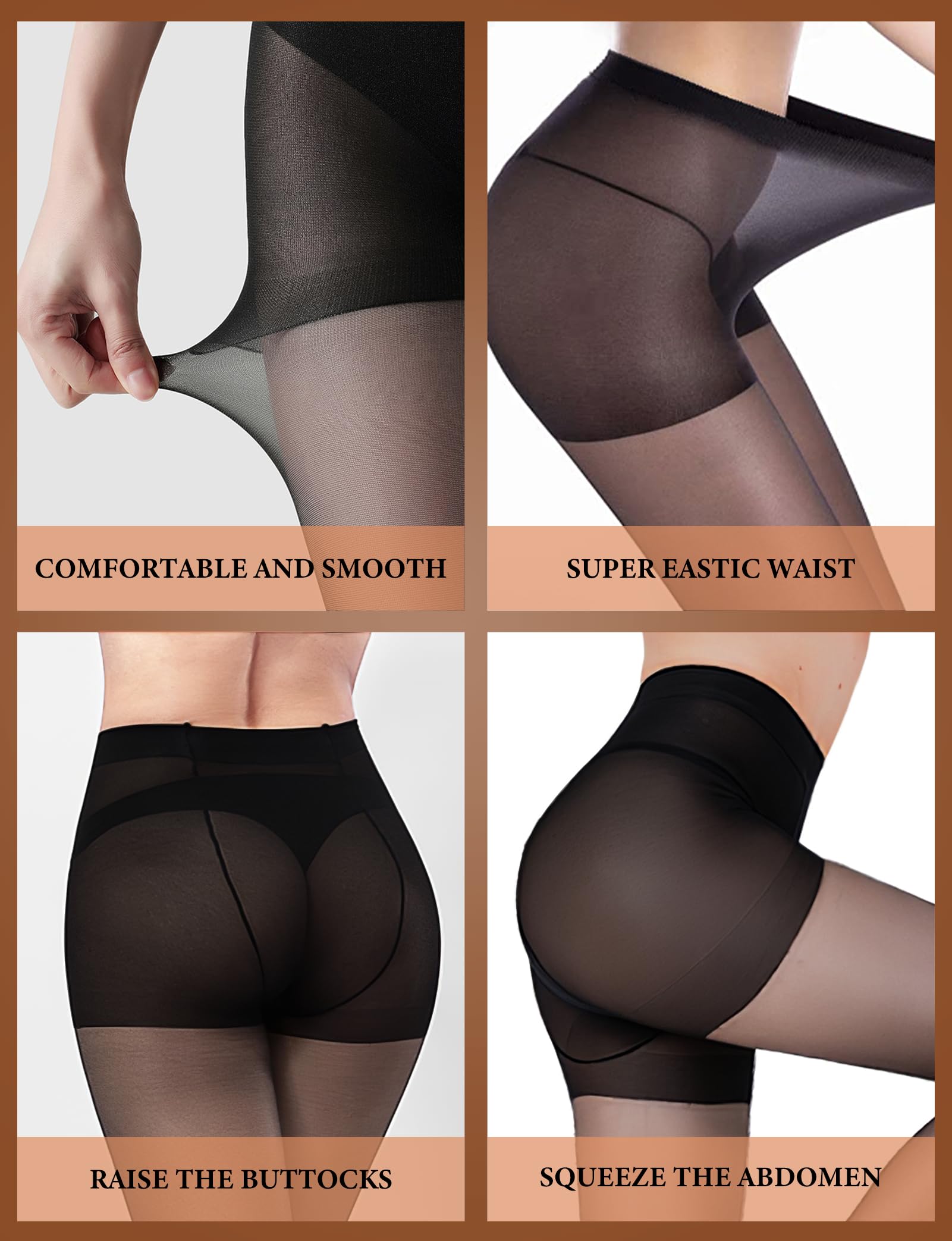 Buauty 2 Pairs Sheer Black Tights for Women - 20D High Waist Pantyhose, Plus Size Nylon Stockings - Perfect for Office, Party & Everyday Wear