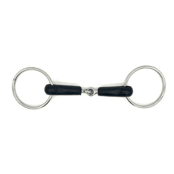 Jake Adams Rubber Single Jointed Loose Ring Bit - Comfortable Horse Training Bit for Dressage & Jumping - Perfect for Sensitive Mouth Horses