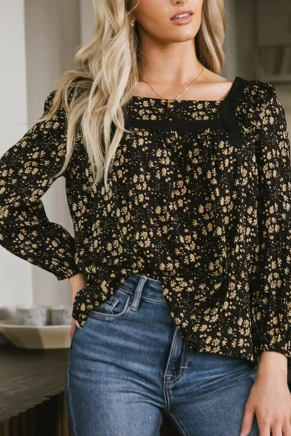 Angela Floral Blouse Women's Fashion Top | Elegant Floral Print Blouse for Spring & Summer | Perfect for Office, Date Night & Special Occasions
