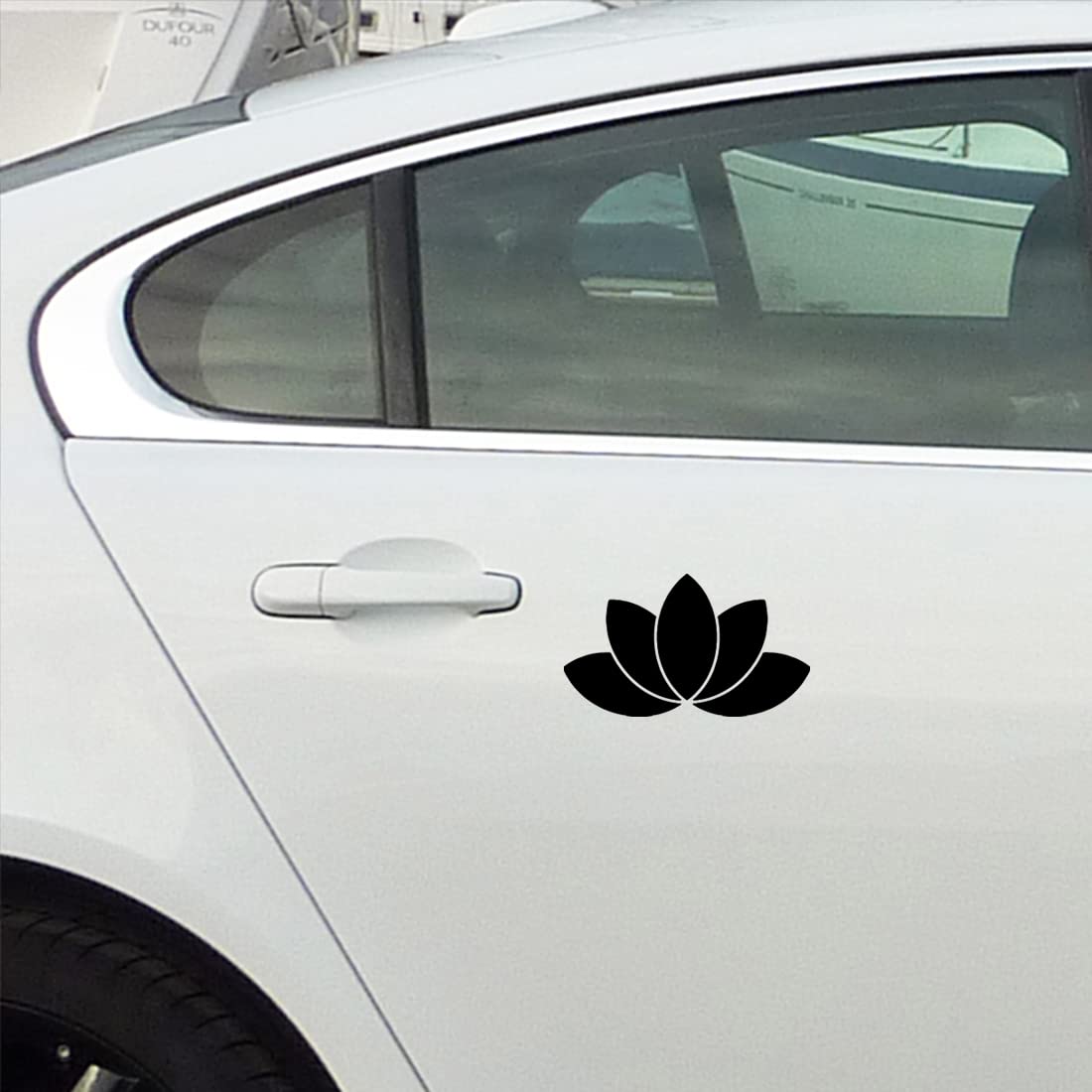 Premium Waterproof Vinyl Decal Stickers - Lotus Flower Design (Black, Set of 2) for Laptop, Phone, Helmet, Car Window, Bumper, Mug, Cup, Door & Wall Decor - Perfect for Personalizing Gadgets and Home/Office Spaces